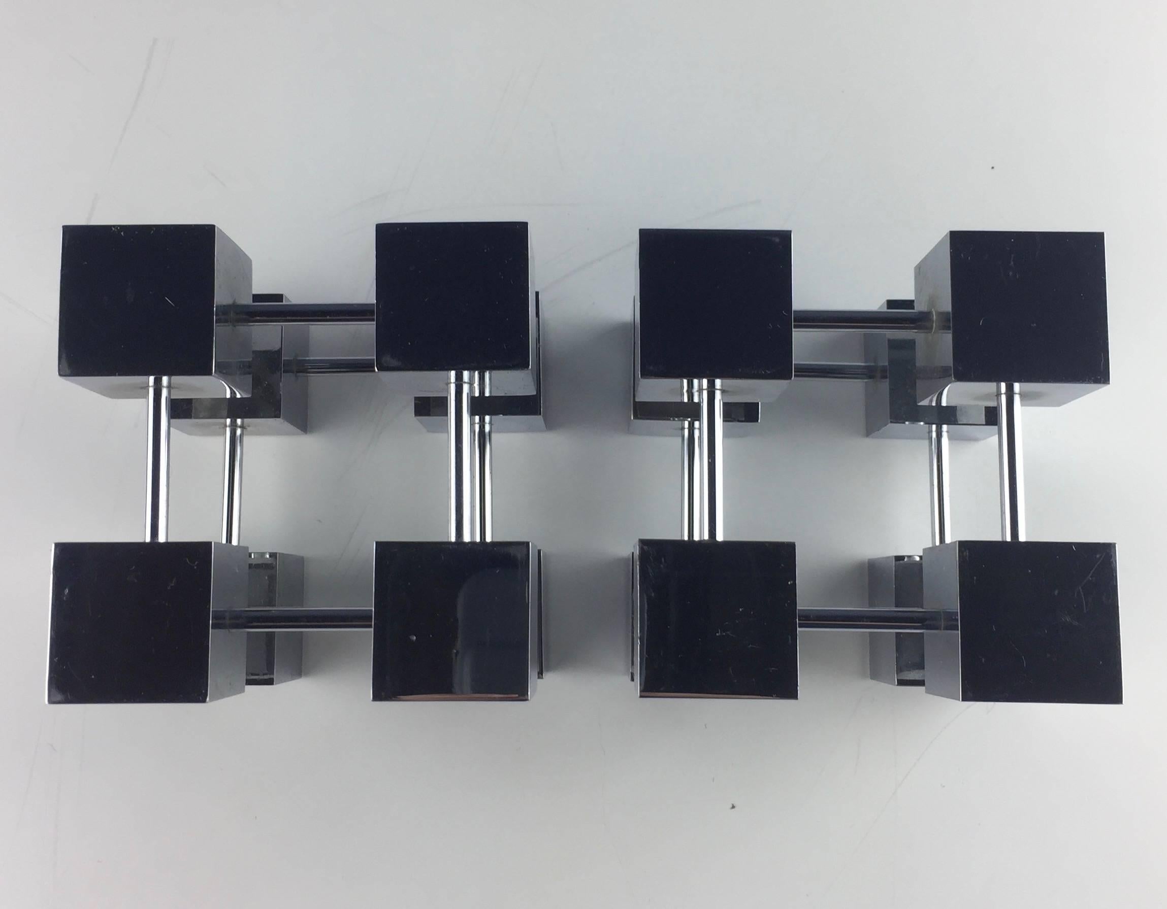 20th Century Midcentury Design Line Inc. Bill Curry Stainless Modernist Cube Bookends For Sale