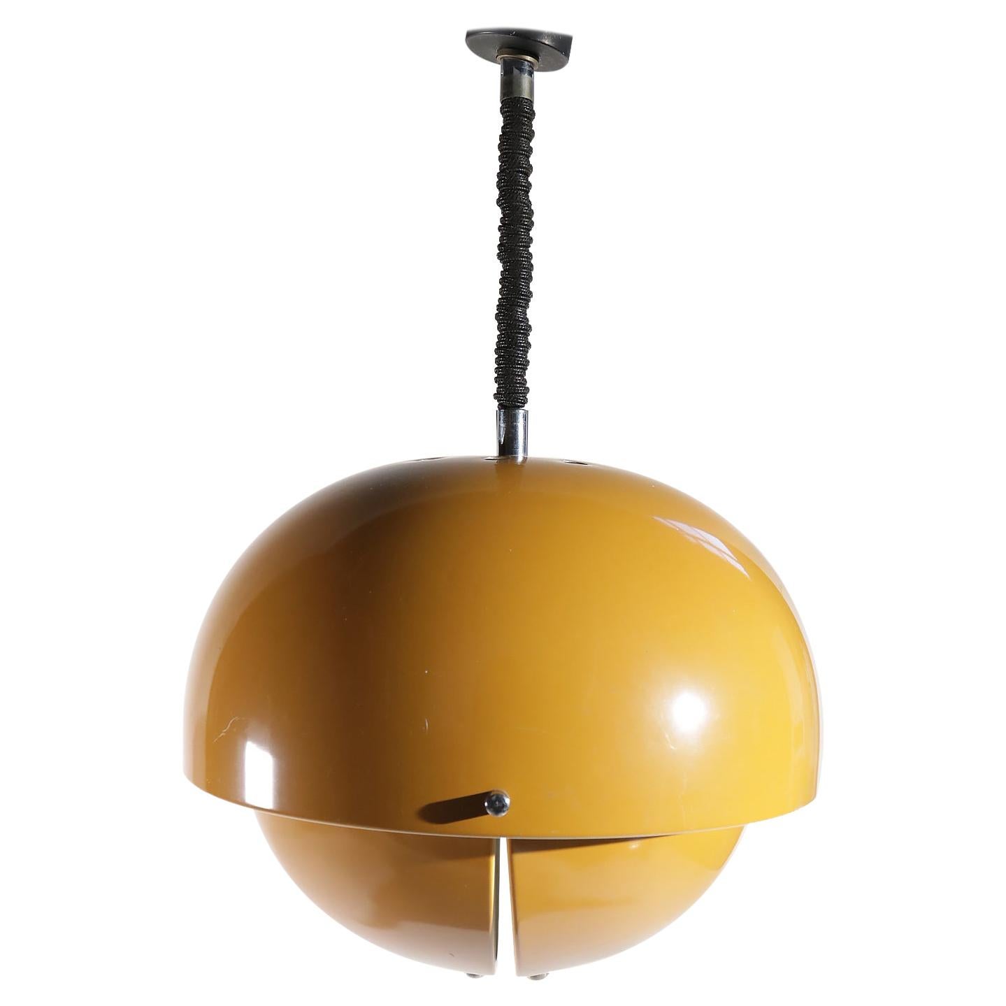 Midcentury Design Metal Lamp Golden Yellow Ceiling Lamp, 1970