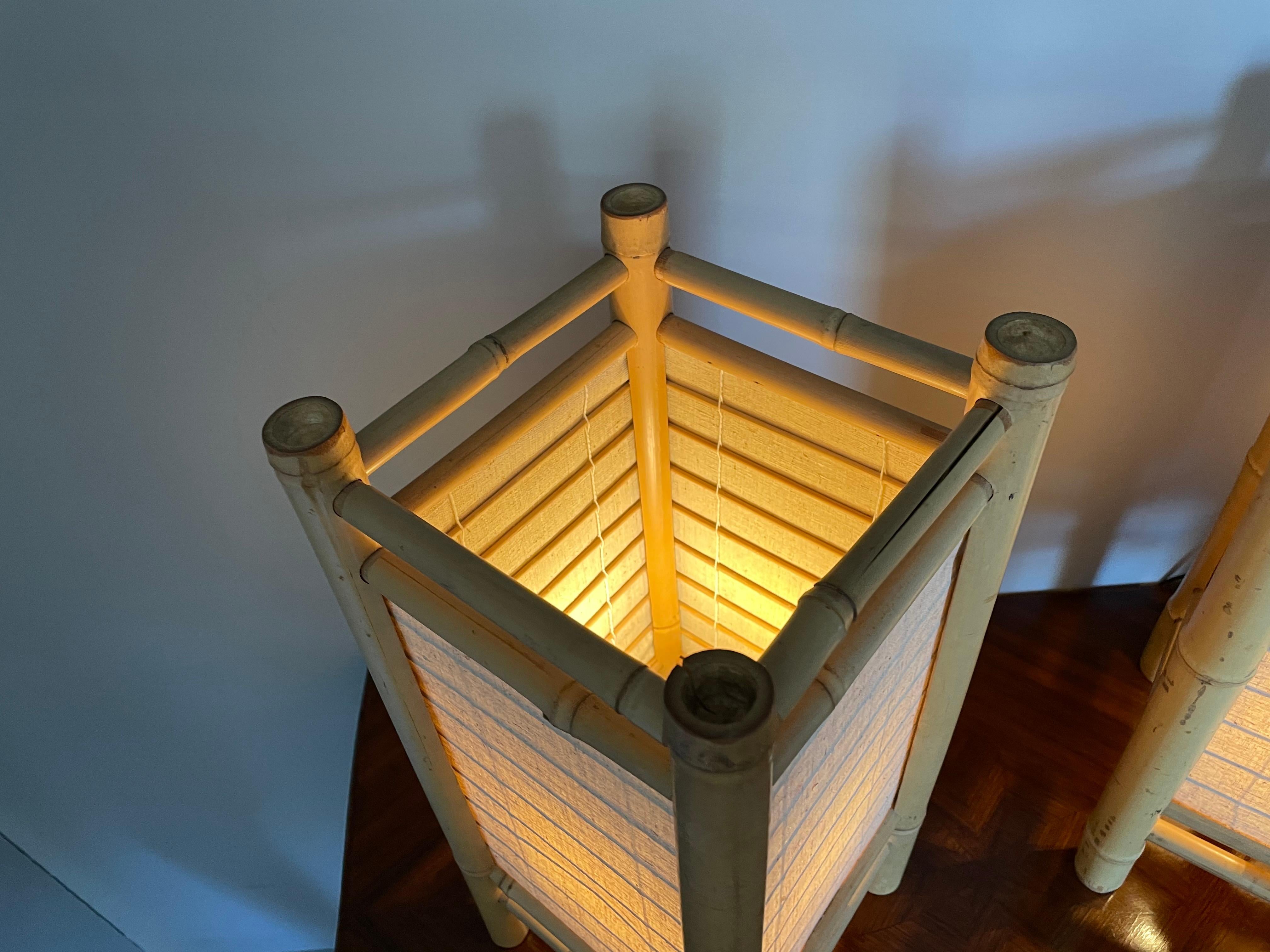 Paar Bambus-Tischlampen im Mid-Century-Design, Paar organische moderne Lampen im Angebot 4
