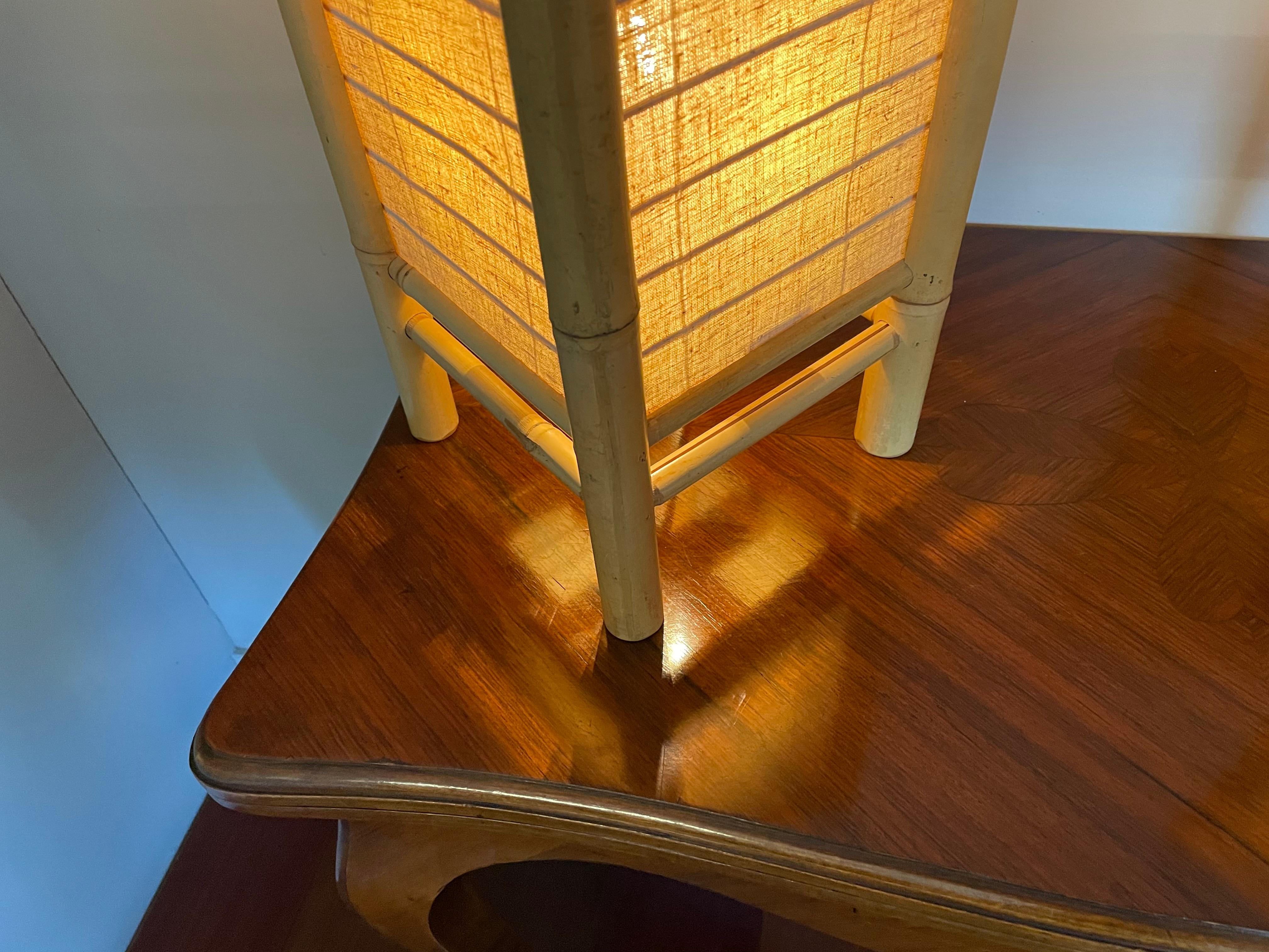 Midcentury Design Pair of Bamboo Table Lamps Pair of Organic Modern Lamps For Sale 9