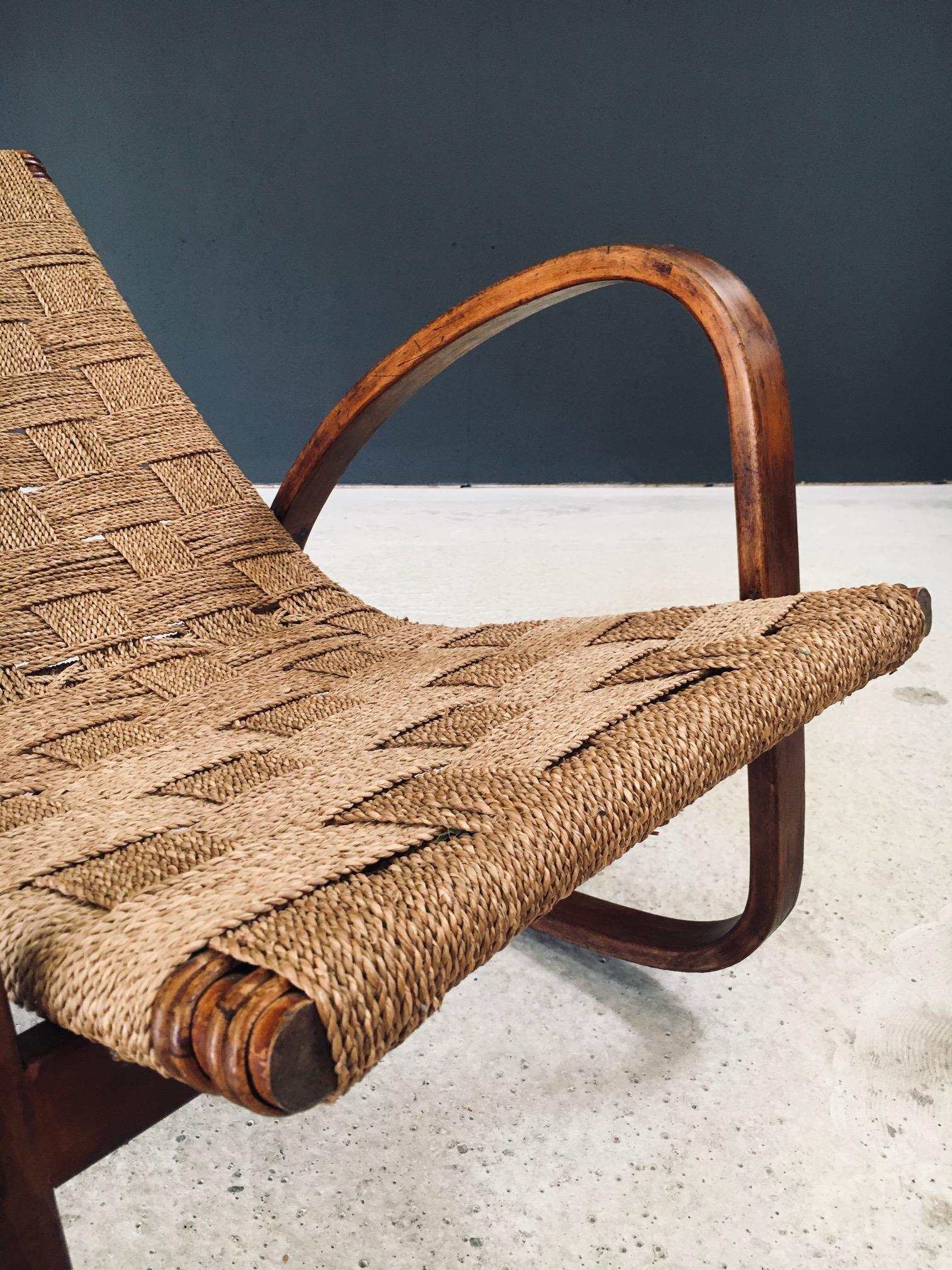 Midcentury Design Rope Rocking Chair, Italien 1950er Jahre im Angebot 4