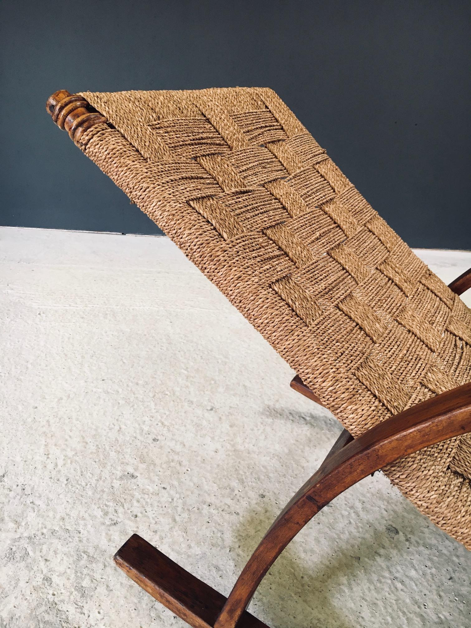 Midcentury Design Rope Rocking Chair, Italien 1950er Jahre im Angebot 5