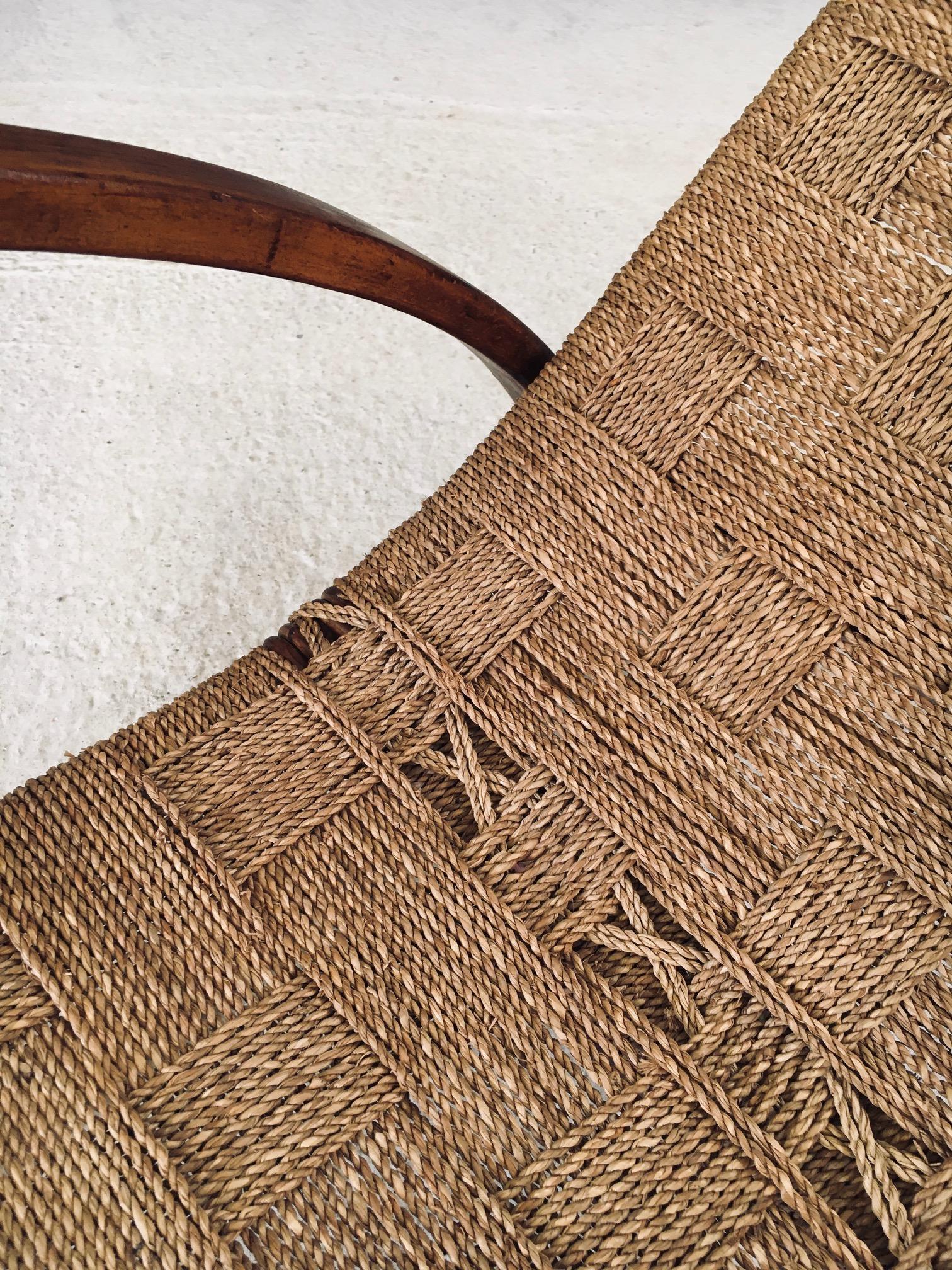 Midcentury Design Rope Rocking Chair, Italien 1950er Jahre im Angebot 8