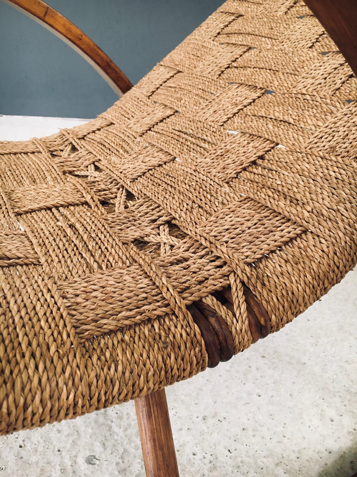 Midcentury Design Rope Rocking Chair, Italien 1950er Jahre im Angebot 10