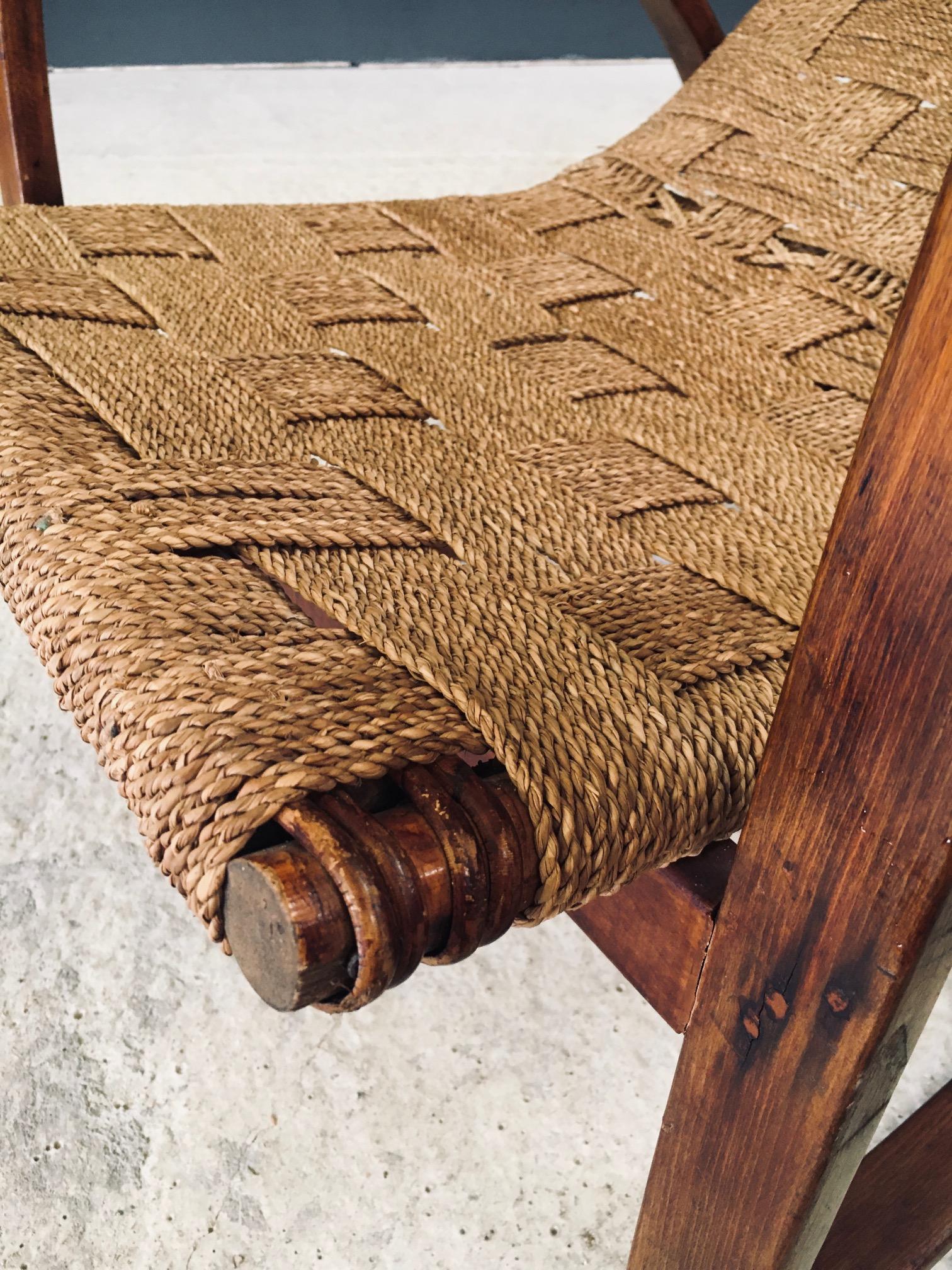Midcentury Design Rope Rocking Chair, Italien 1950er Jahre im Angebot 11