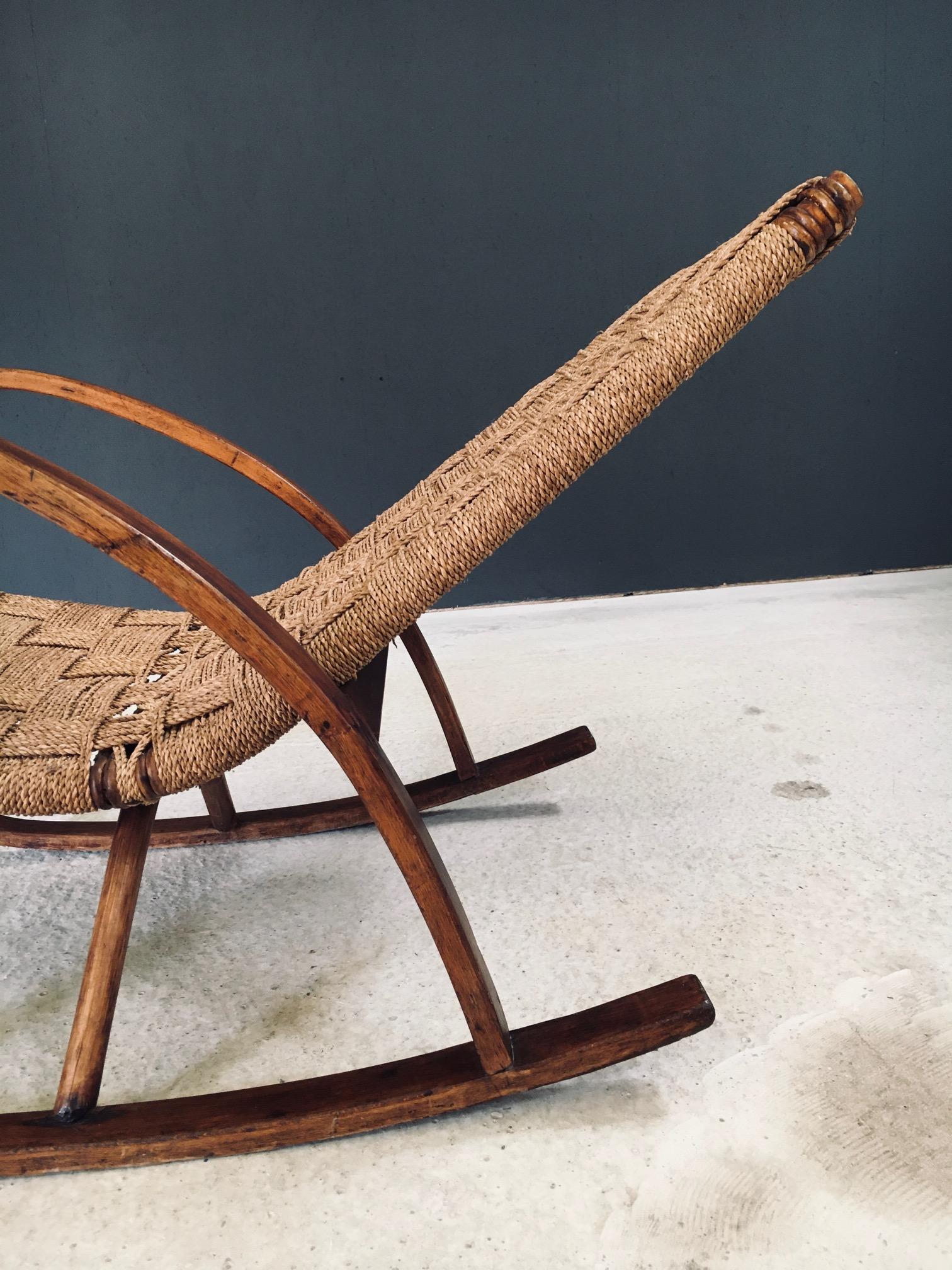 Midcentury Design Rope Rocking Chair, Italien 1950er Jahre im Angebot 13