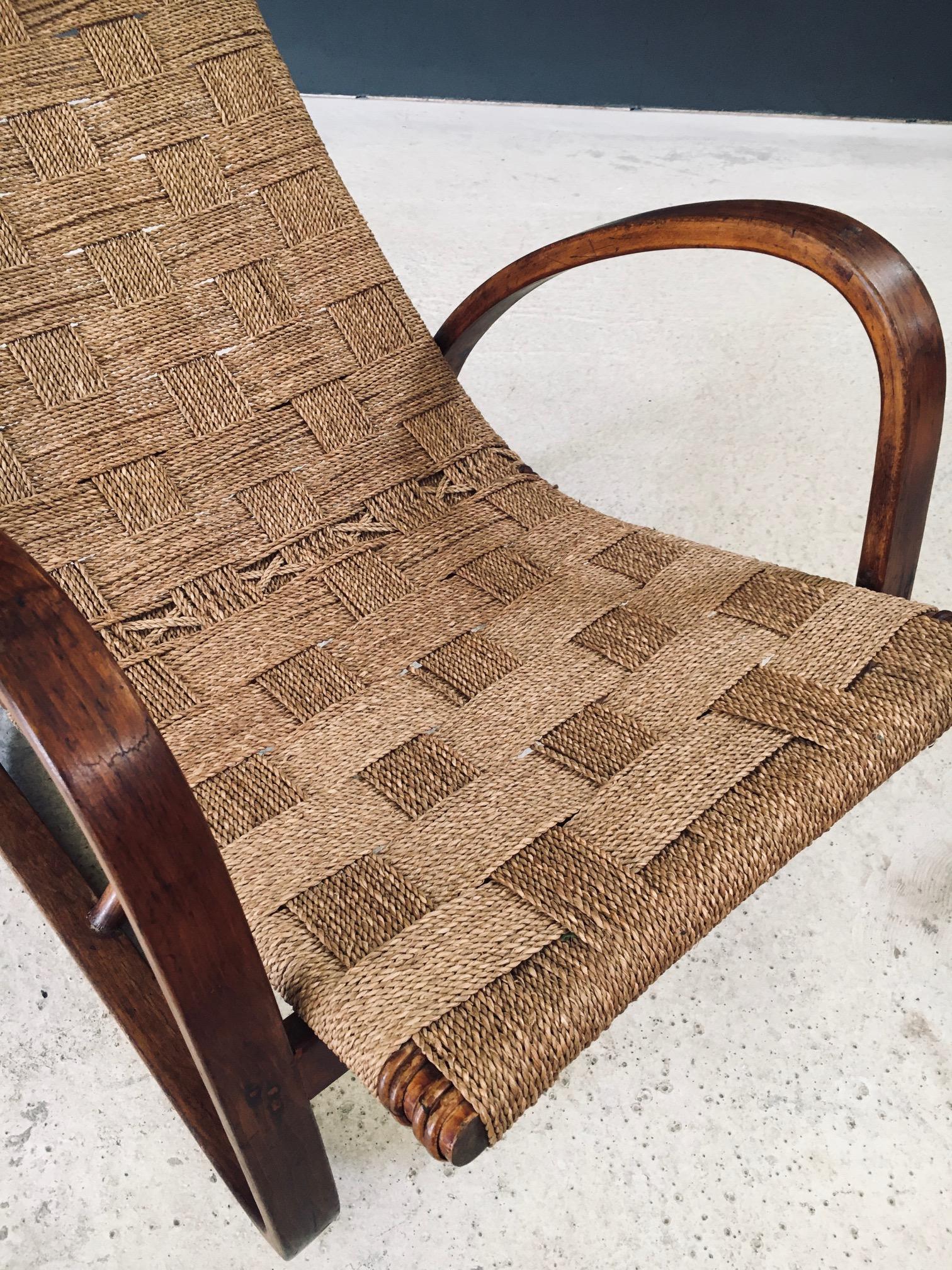 Midcentury Design Rope Rocking Chair, Italien 1950er Jahre im Angebot 2