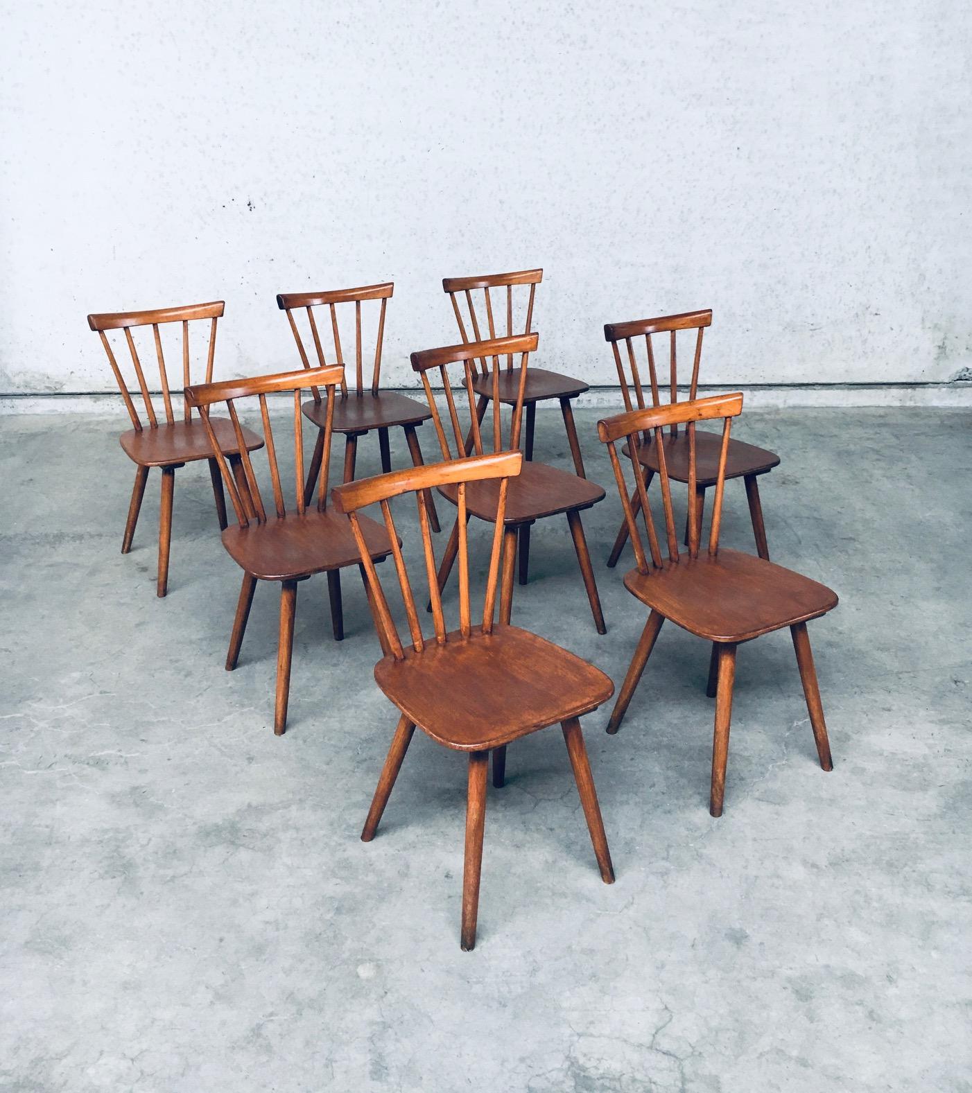 Mid-Century Modern Midcentury Design Spindle Back Café 8 Chairs by Vervoort, Tilburg Netherlands