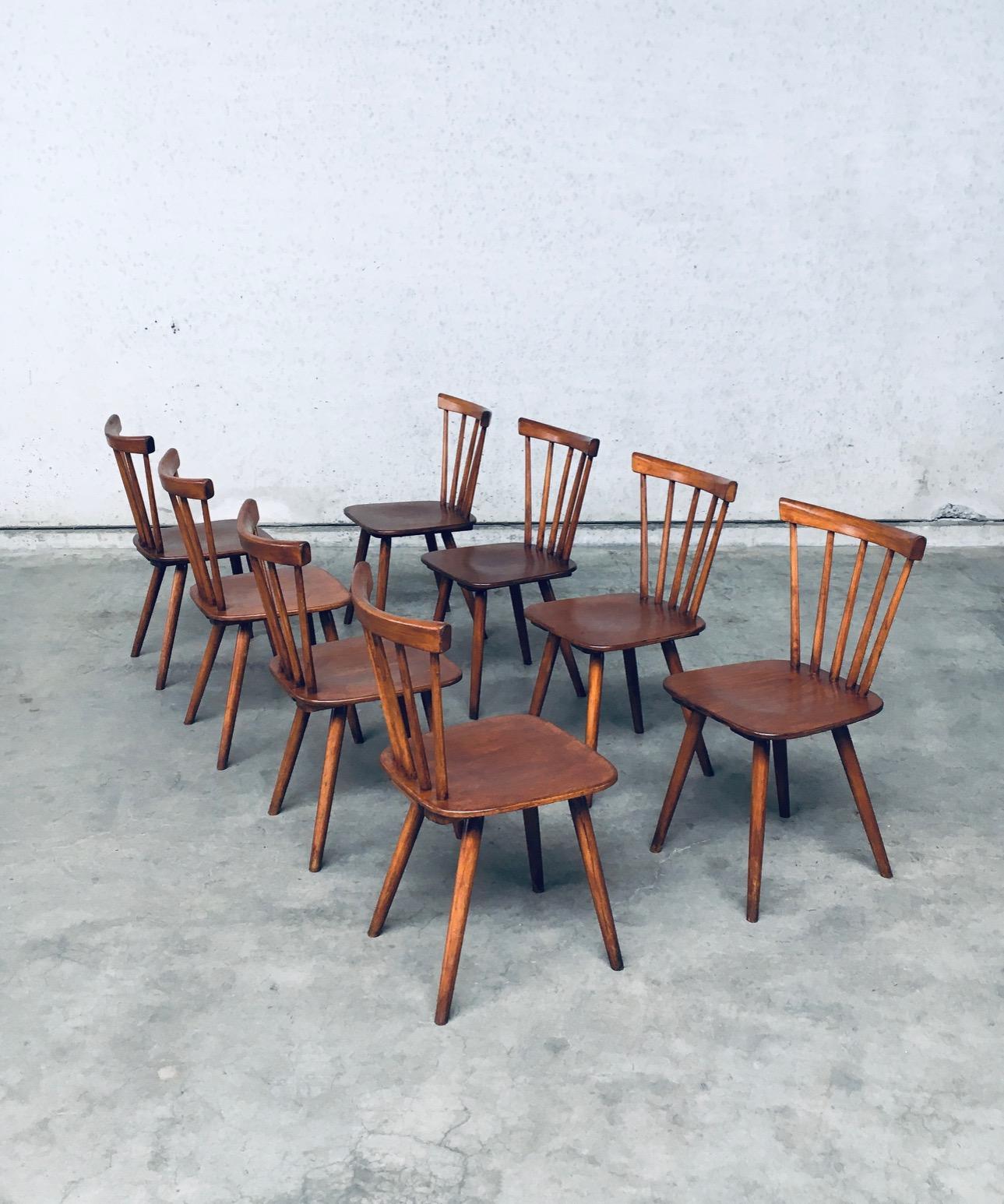 Dutch Midcentury Design Spindle Back Café 8 Chairs by Vervoort, Tilburg Netherlands