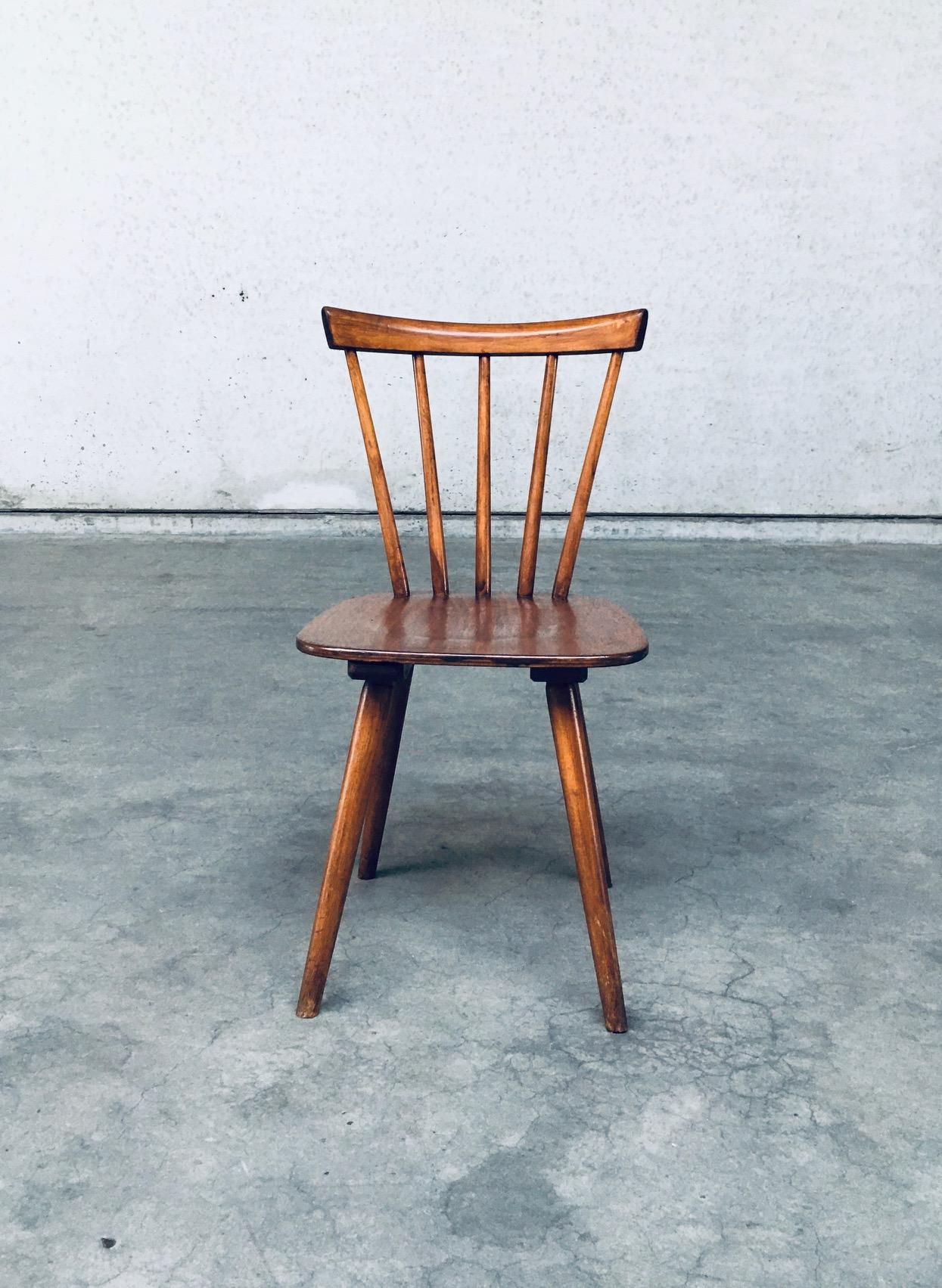 Beech Midcentury Design Spindle Back Café 8 Chairs by Vervoort, Tilburg Netherlands