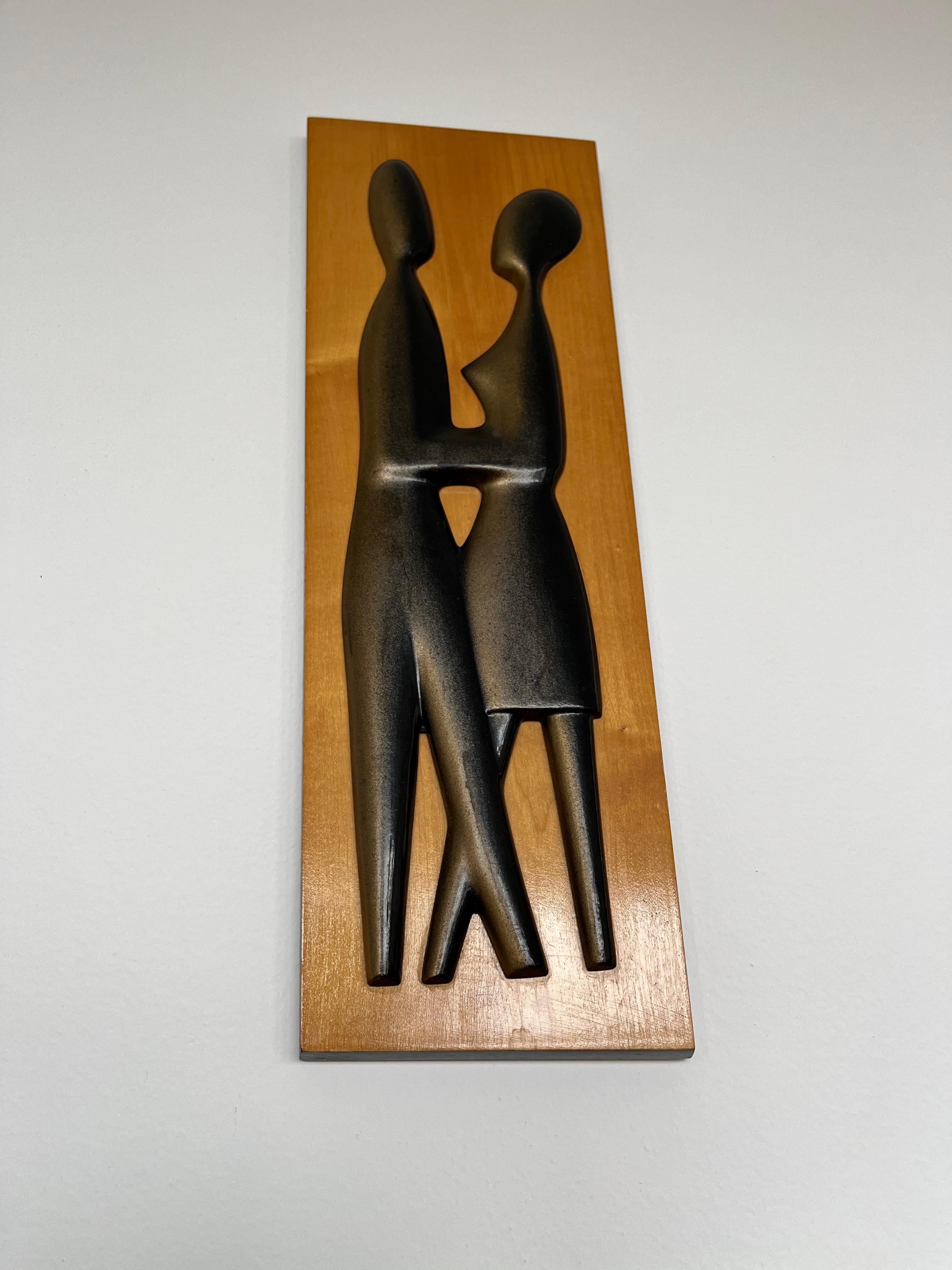 Mid-20th Century Midcentury Design Wall Wood Decoration / Lovers, 1960s, Czechoslovakia For Sale