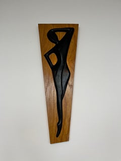 Midcentury Design Wall Wood Decoration/Woman, 1960s, Czechoslovakia