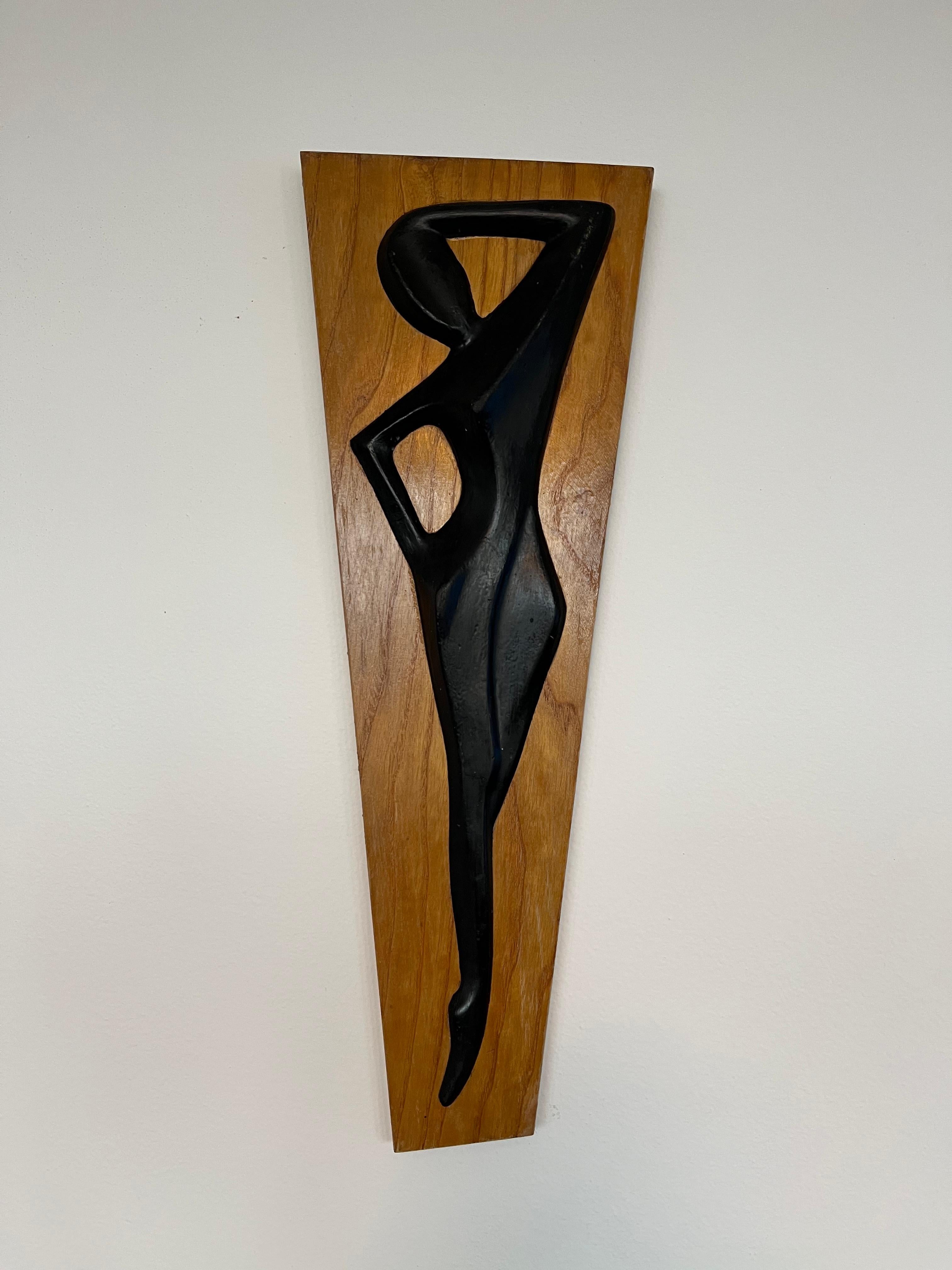 Midcentury Design Wall Wood Decoration/Woman, 1960s, Czechoslovakia In Good Condition For Sale In Praha, CZ