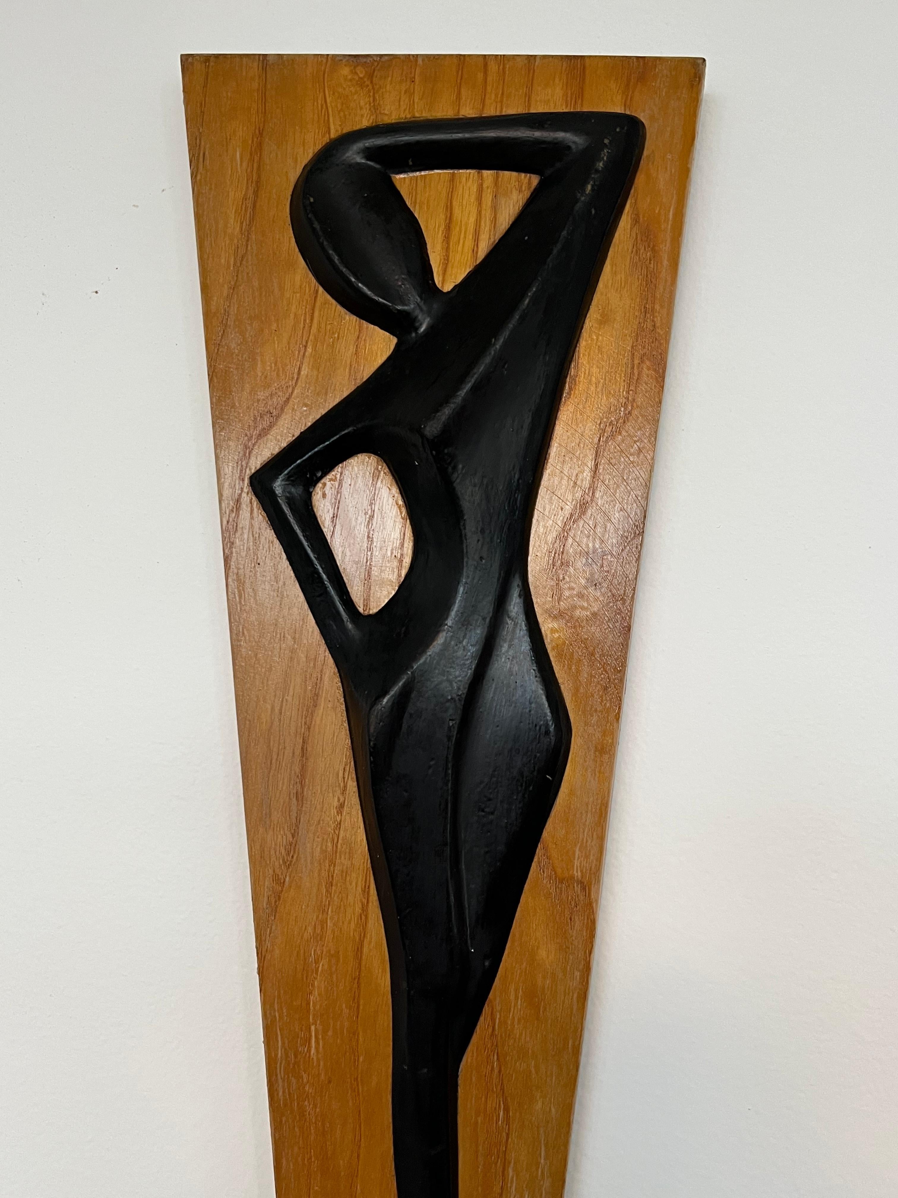 Mid-20th Century Midcentury Design Wall Wood Decoration/Woman, 1960s, Czechoslovakia For Sale