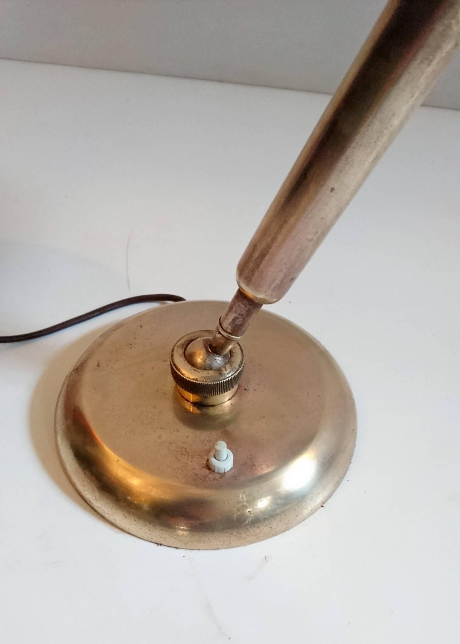 Italian Midcentury Desk Brass Lamp by Oscar Torlasco, Italy
