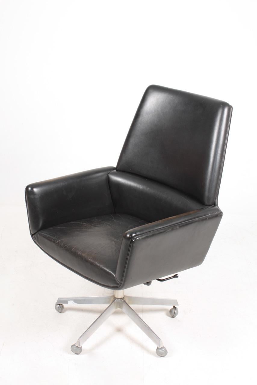 Mid-20th Century Midcentury Desk Chair in Patinated Leather by Finn Juhl, 1960s