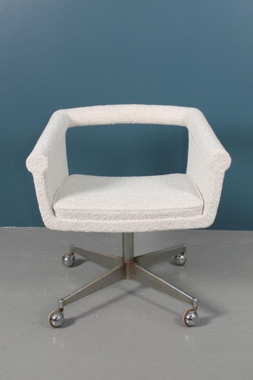 Midcentury Desk Chair with New Boucle Fabric by Poul Jessen, 1960s In Fair Condition In Lejre, DK