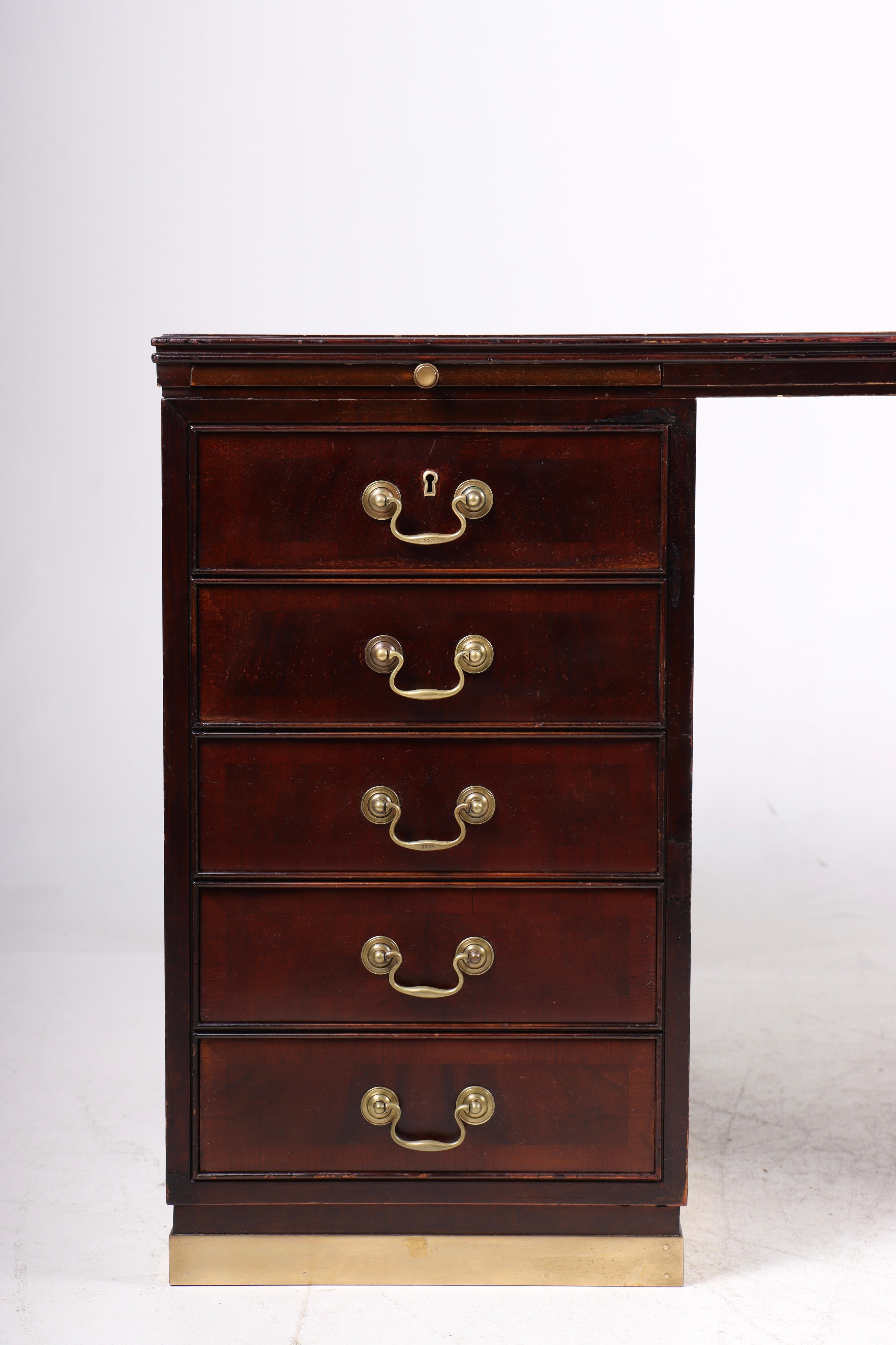 Scandinavian Modern Midcentury Desk in Mahogany Designed by Lysberg & Hansen, 1950s