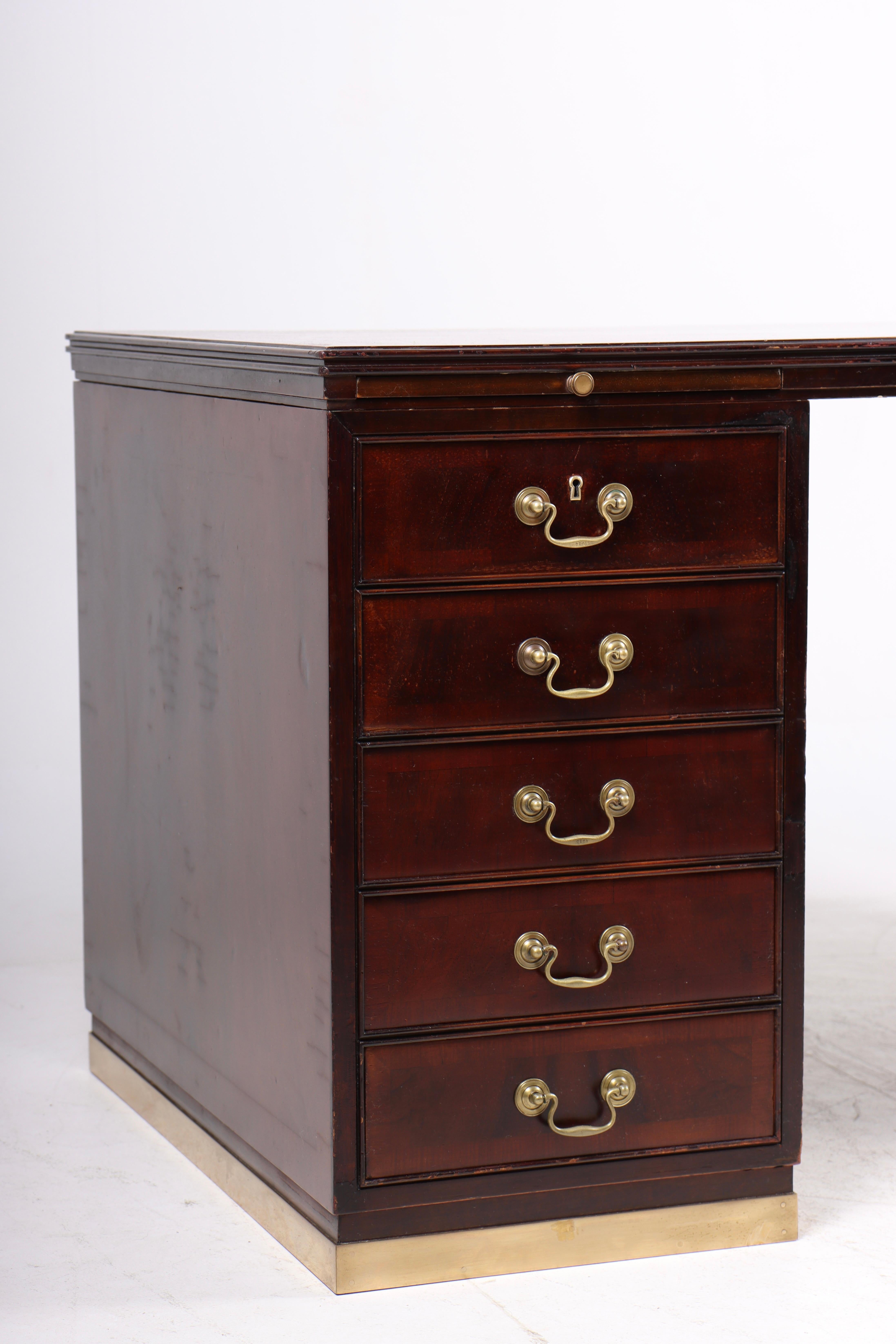 Danish Midcentury Desk in Mahogany Designed by Lysberg & Hansen, 1950s