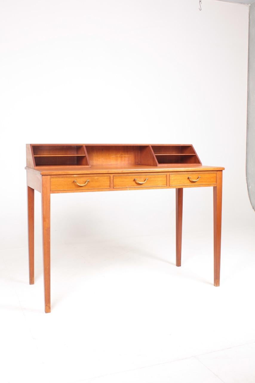 Scandinavian Modern Midcentury Desk in Mahogany with Organizer Designed by Ole Wanscher, 1950s