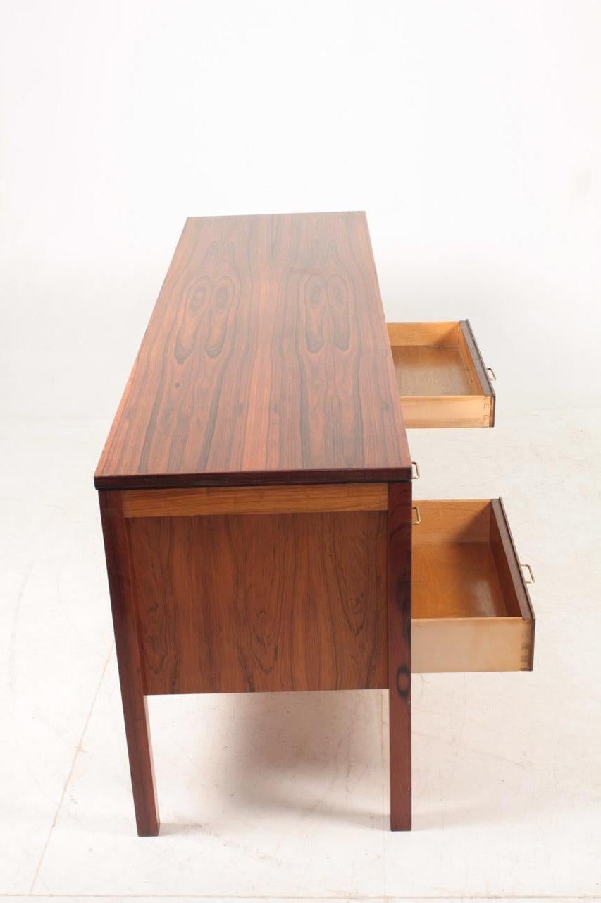 Midcentury Desk in Rosewood and Stool in Patinated Leather, Danish Modern, 1960s For Sale 3