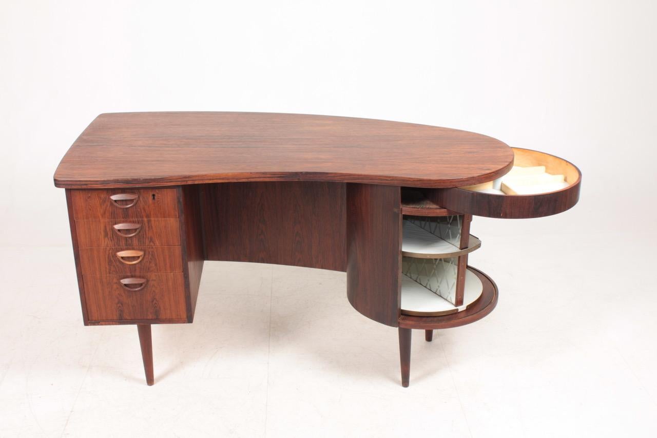 Midcentury Desk in Rosewood by Kai Kristiansen, Made in Denmak, 1950s 2