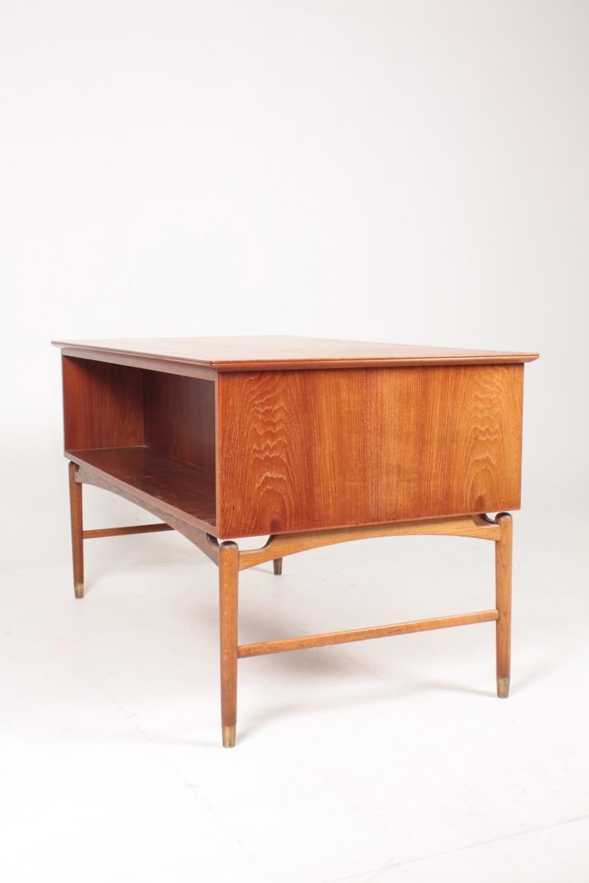 Midcentury Desk in Teak, Oak and Brass, Danish Modern, 1960s 2