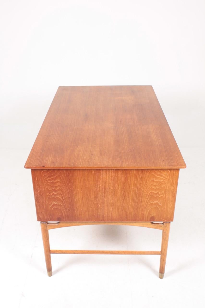 Midcentury Desk in Teak, Oak and Brass, Danish Modern, 1960s 3