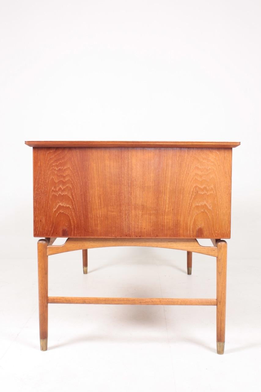 Midcentury Desk in Teak, Oak and Brass, Danish Modern, 1960s 4