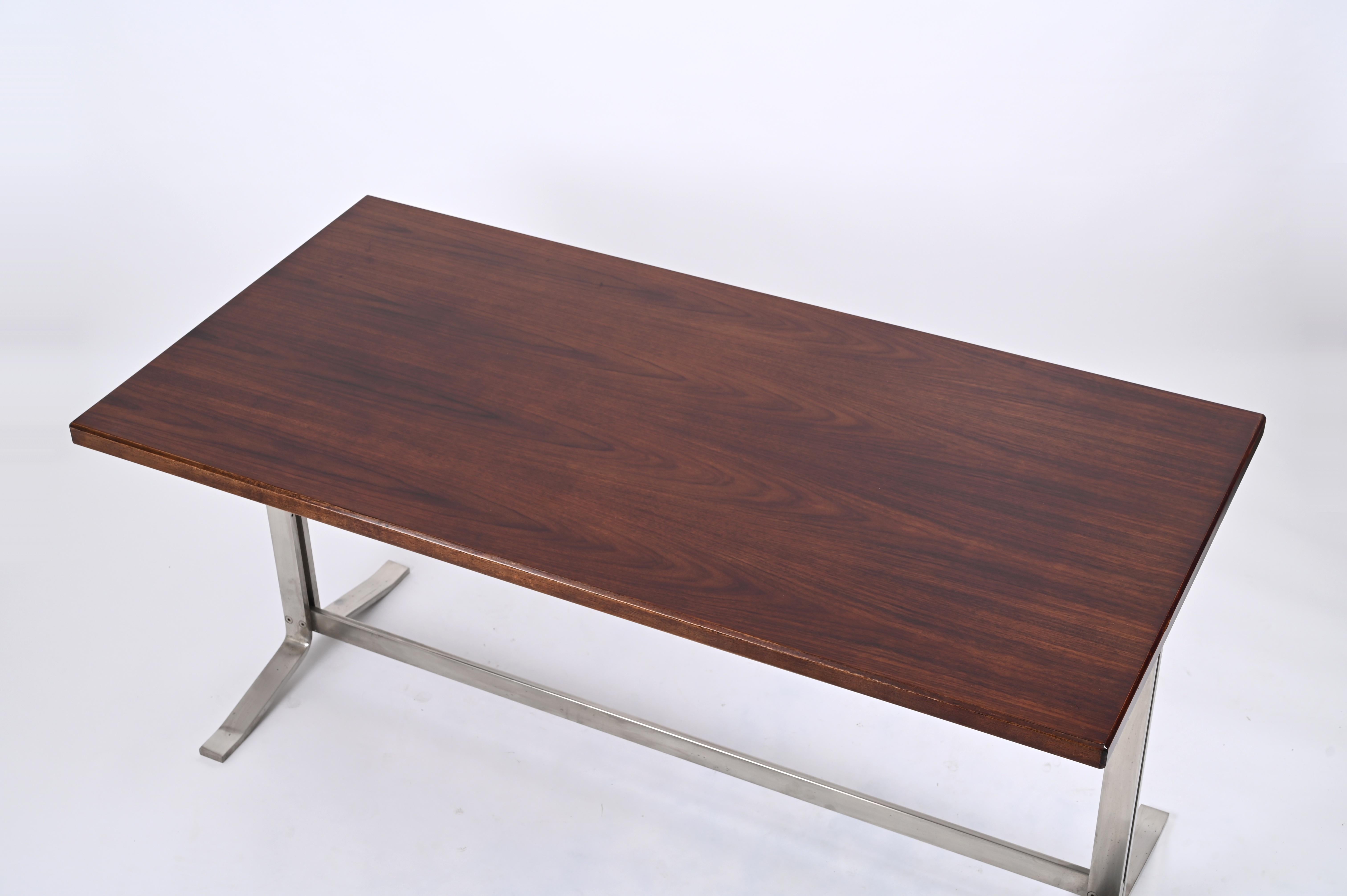 Midcentury Desk in Walnut and Steel by Moscatelli for Formanova, Italy, 1965 For Sale 4