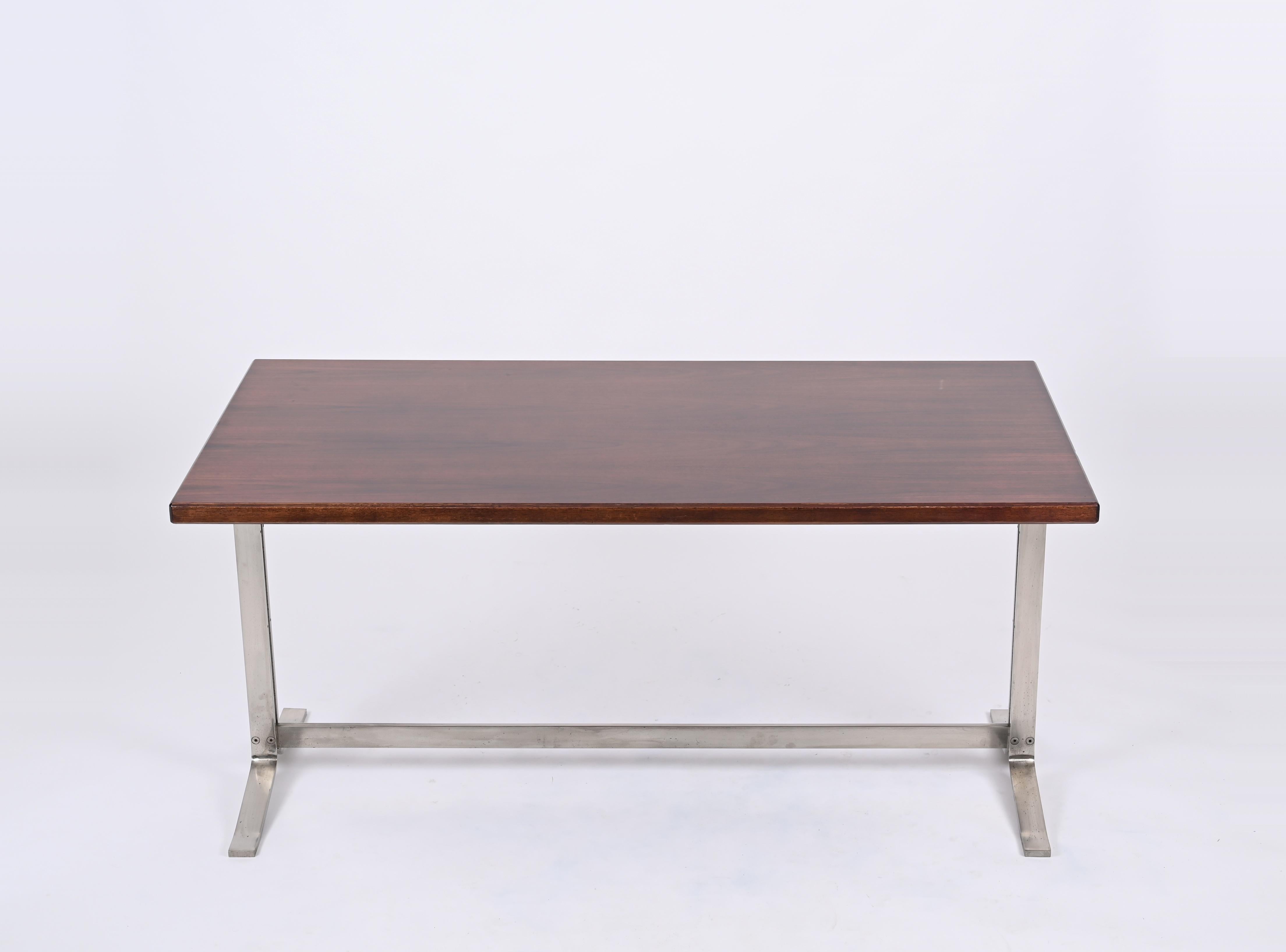 Schreibtisch aus Nussbaum und Stahl aus der Mitte des Jahrhunderts von Moscatelli für Formanova, Italien, 1965 im Angebot 5