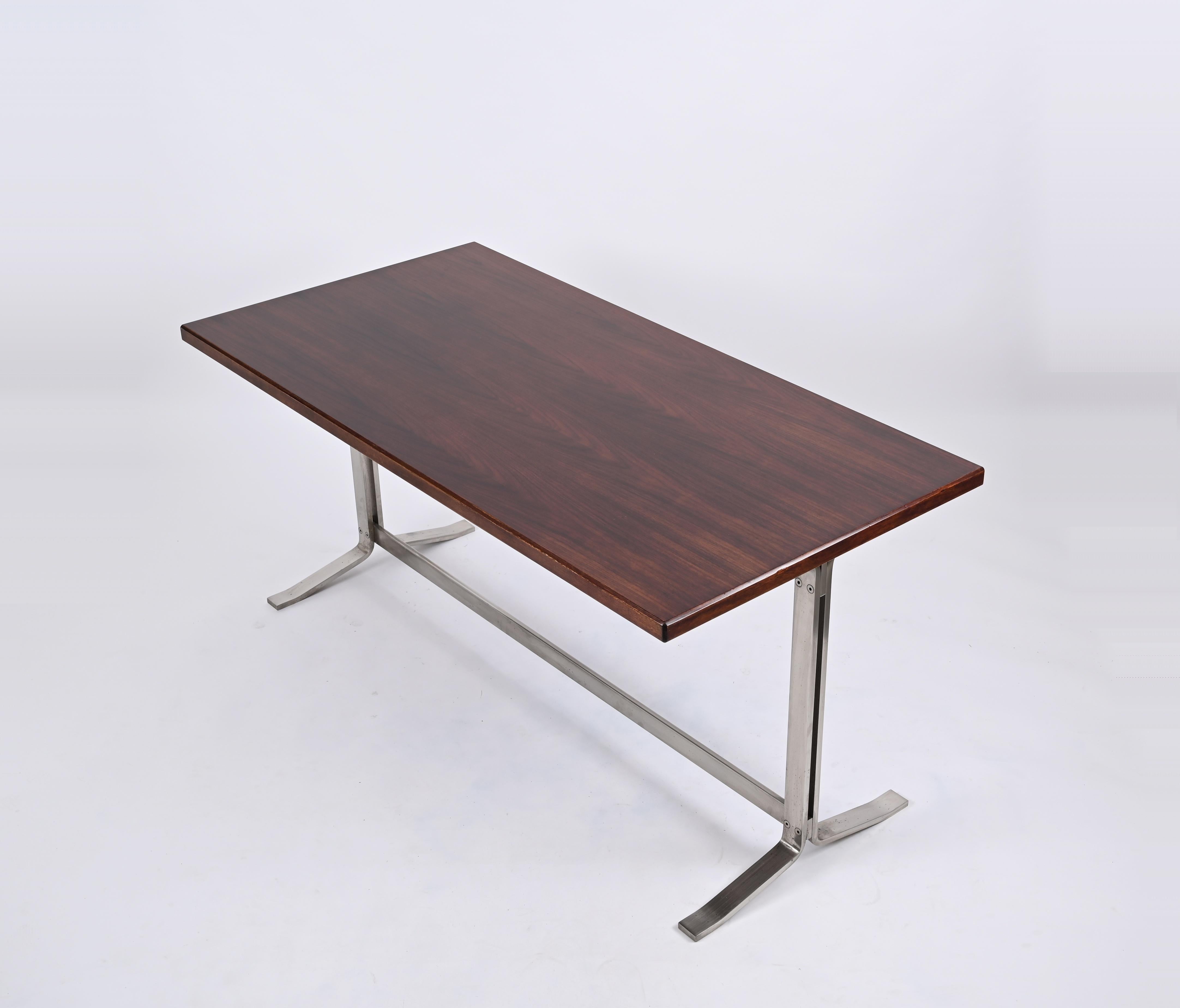 Midcentury Desk in Walnut and Steel by Moscatelli for Formanova, Italy, 1965 For Sale 11