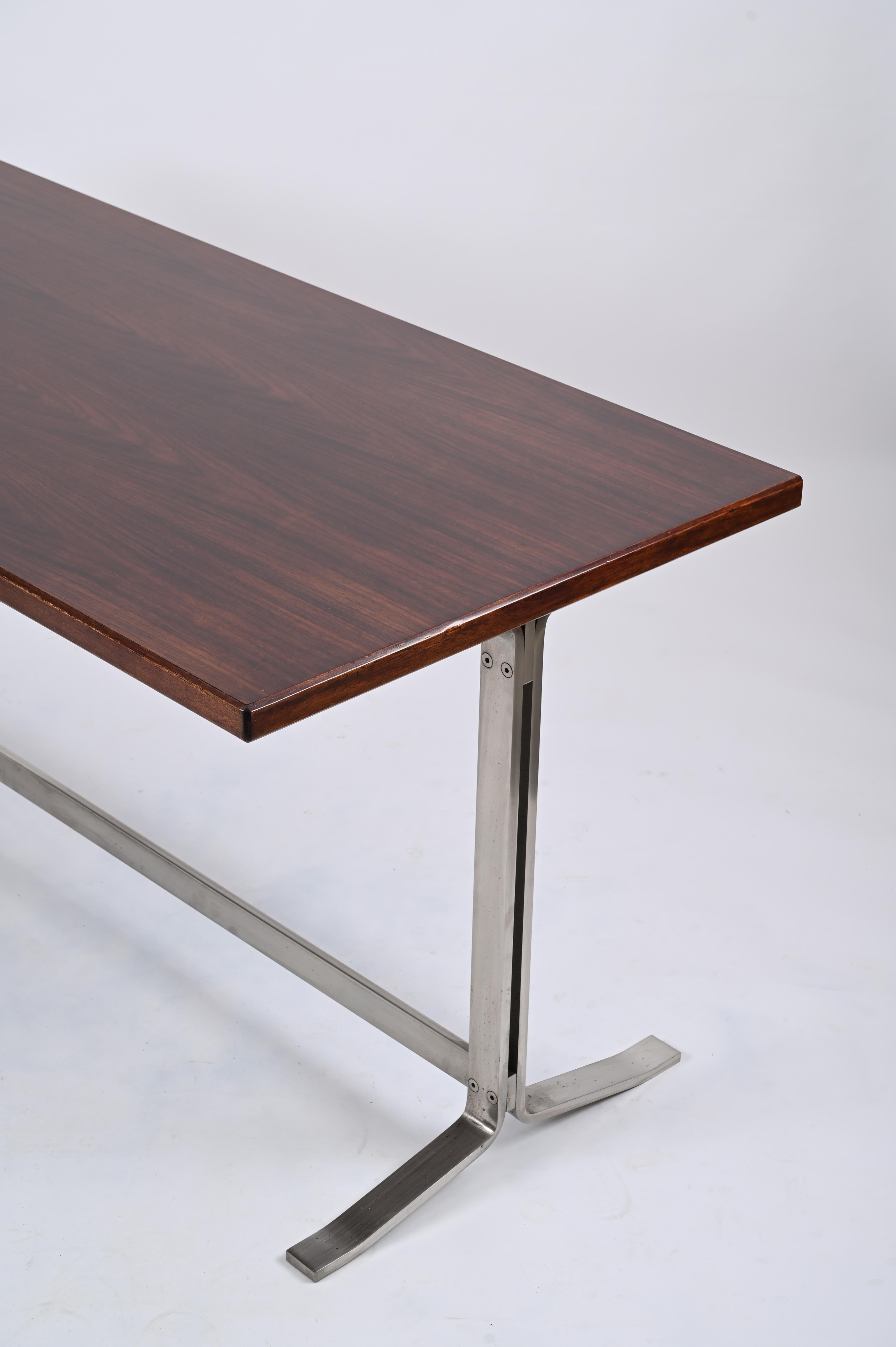 Midcentury Desk in Walnut and Steel by Moscatelli for Formanova, Italy, 1965 For Sale 12