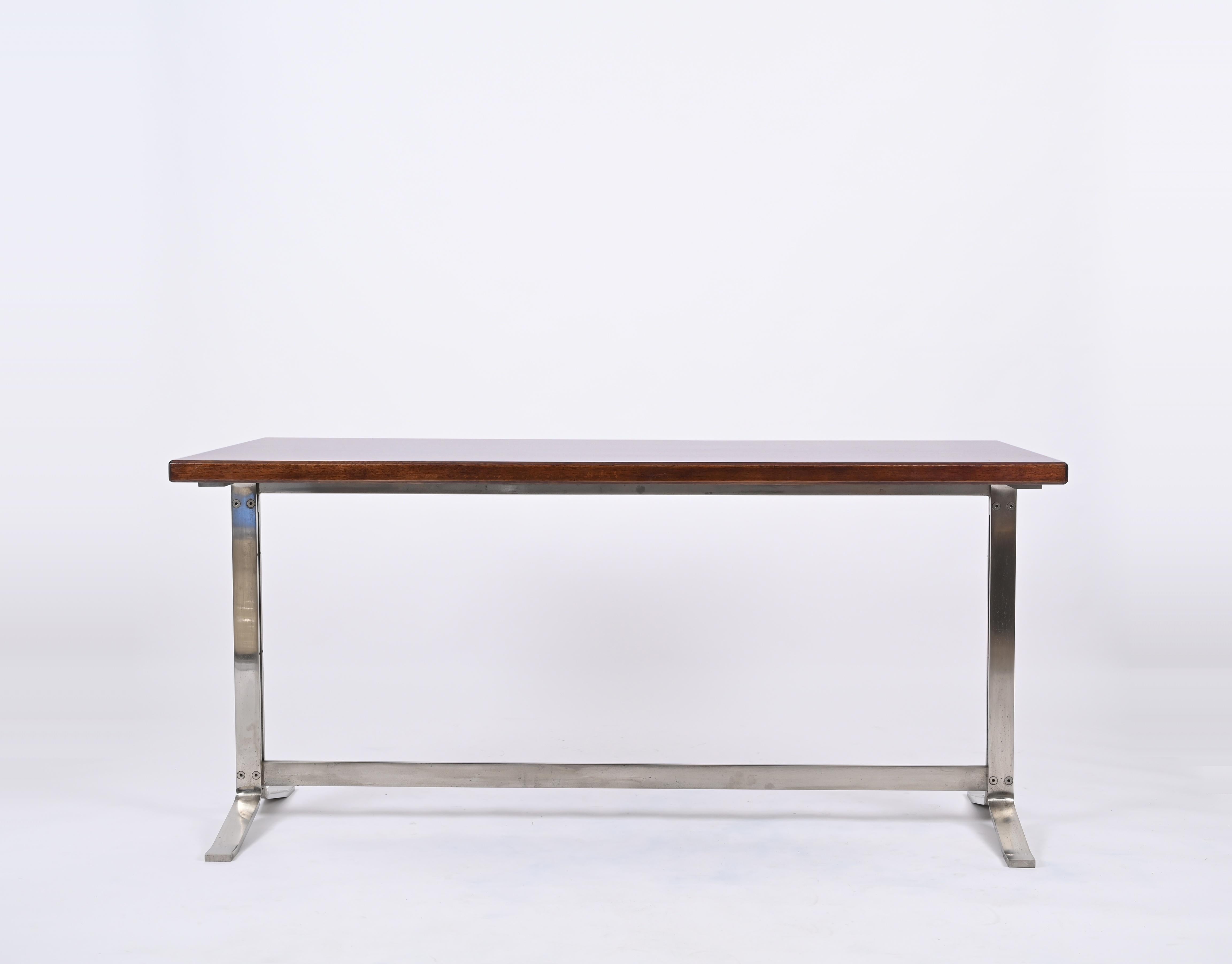 Midcentury Desk in Walnut and Steel by Moscatelli for Formanova, Italy, 1965 For Sale 2