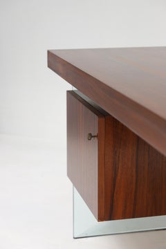 midcentury desk with glass by Jos de Mey for Van den Berghe Pauvers 1960