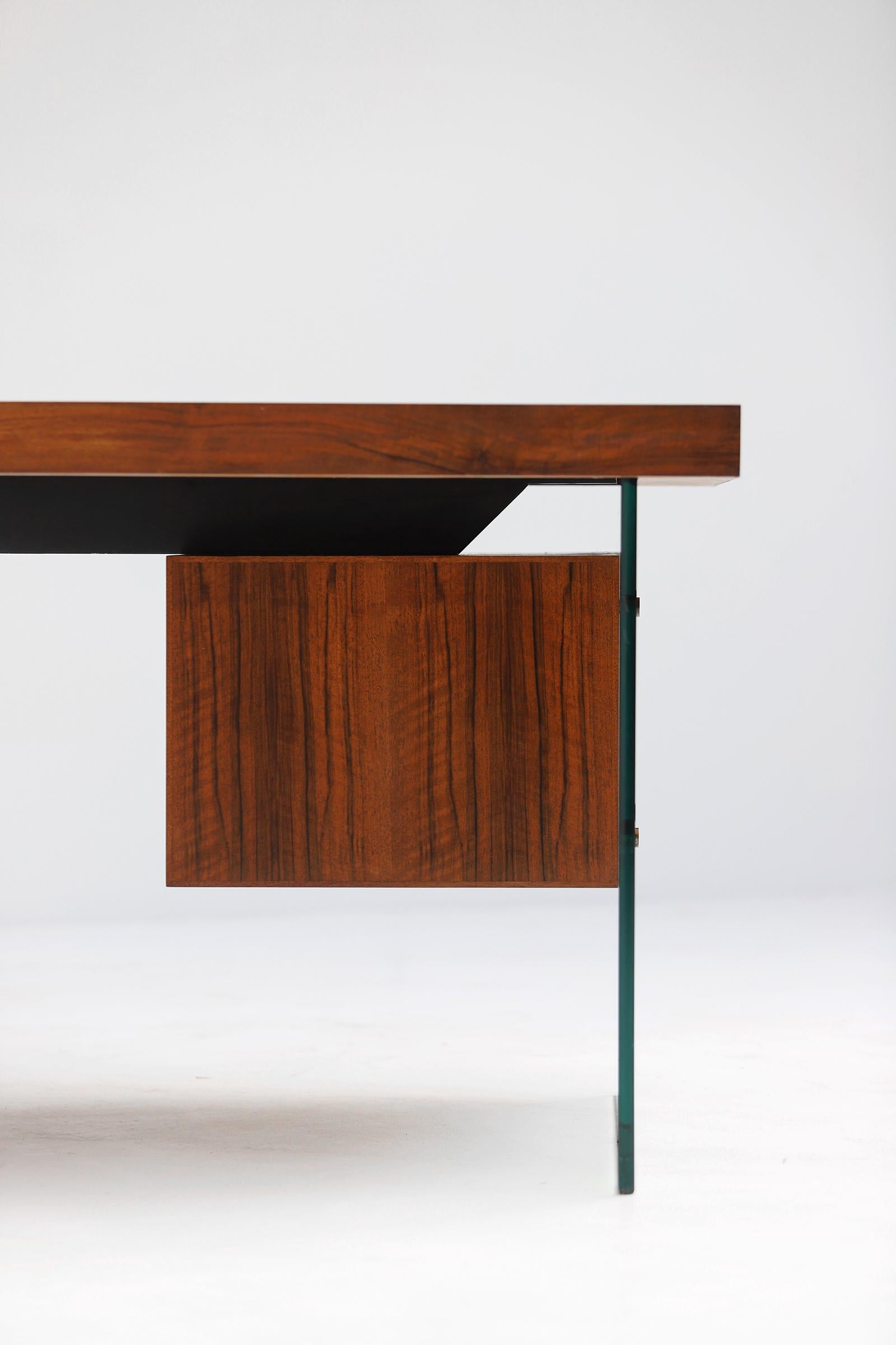 midcentury desk with glass by Jos de Mey for Van den Berghe Pauvers 1960 1