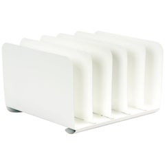 Midcentury Desktop File Holder/ Magazine Rack, Refinished in Gloss White