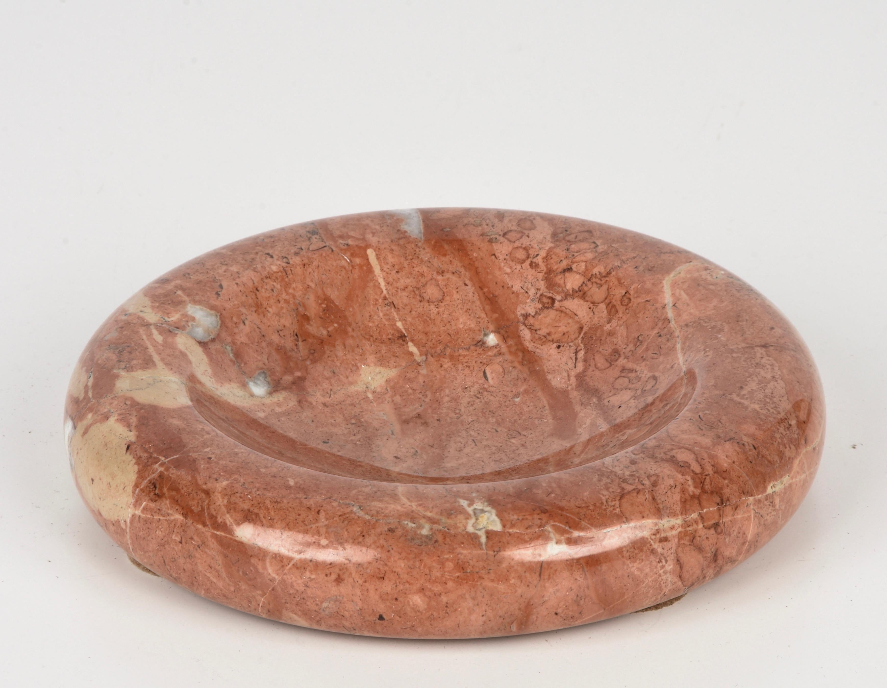 Mid-Century Modern Midcentury Di Rosa and Giusti Salmon Pink Marble Italian Bowl for Up & Up, 1970s For Sale