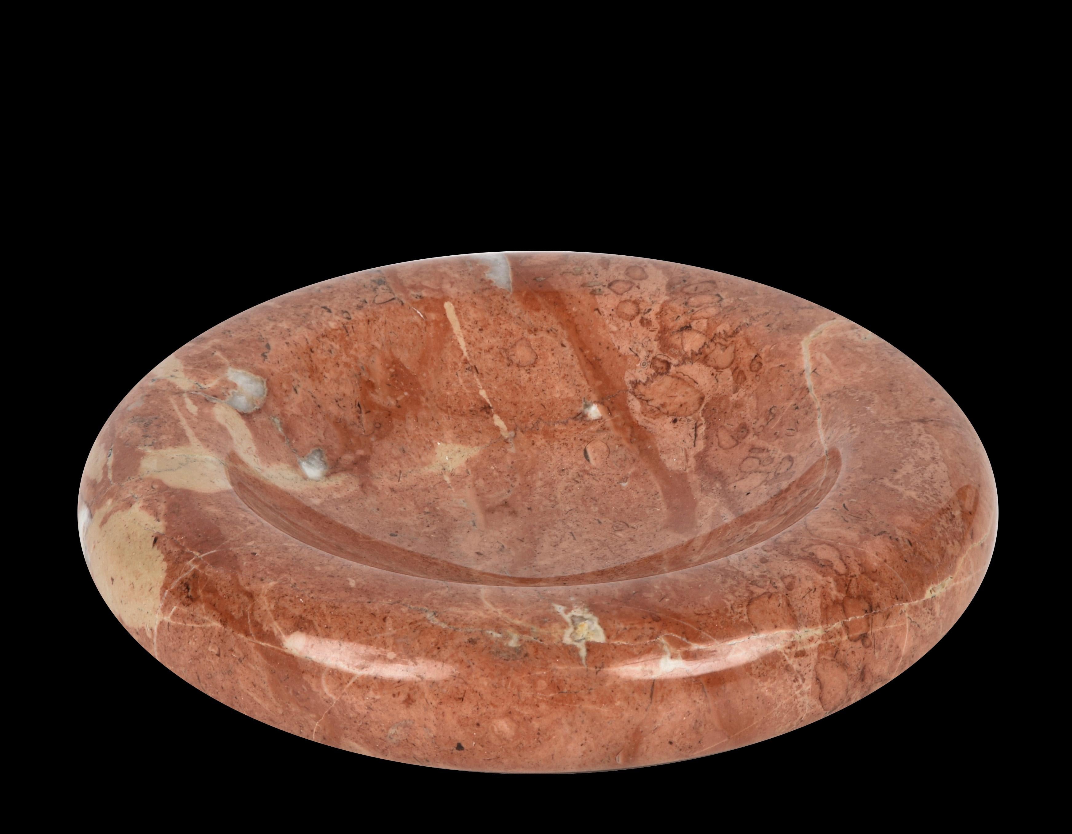 Midcentury Di Rosa and Giusti Salmon Pink Marble Italian Bowl for Up & Up, 1970s In Good Condition For Sale In Roma, IT