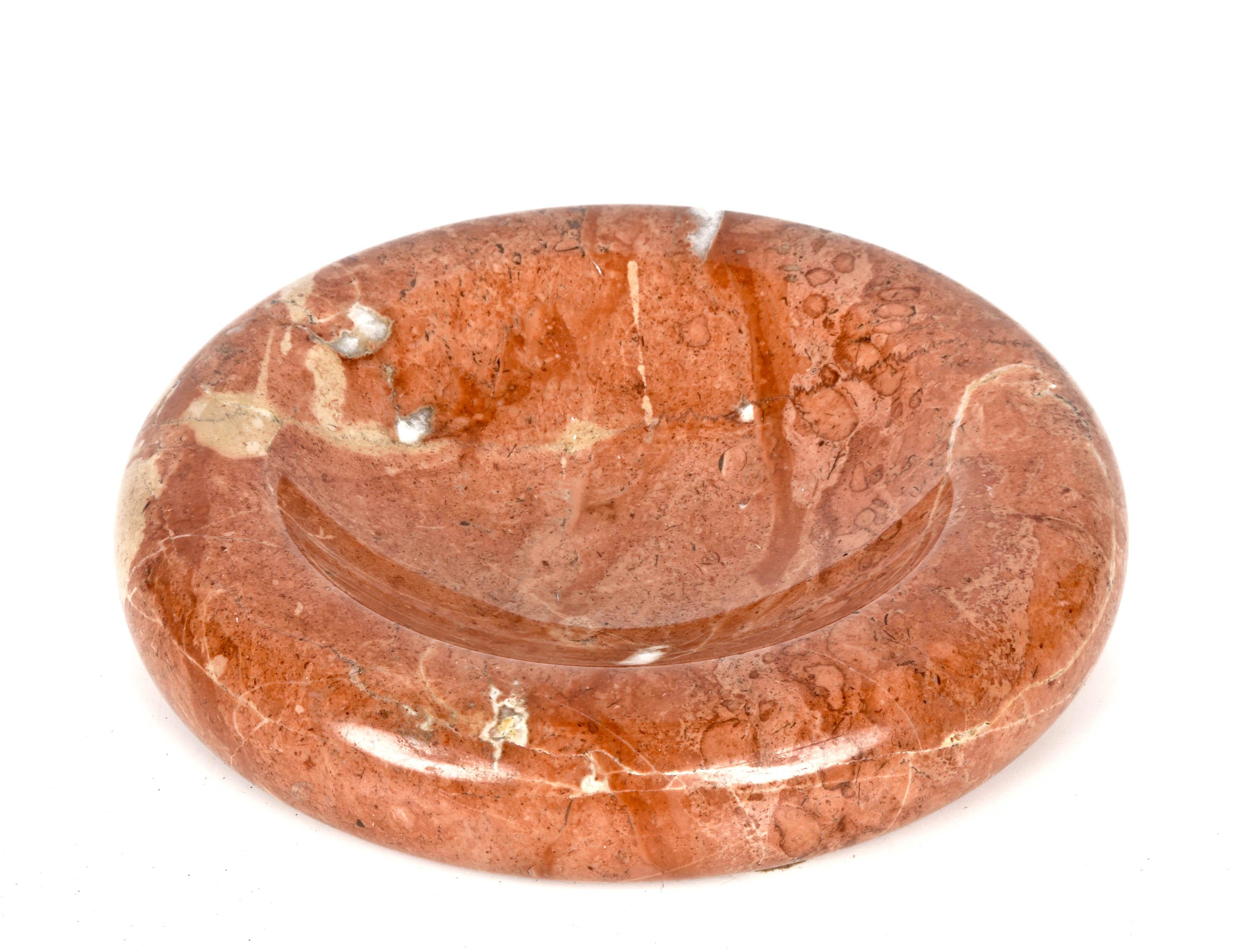 20th Century Midcentury Di Rosa and Giusti Salmon Pink Marble Italian Bowl for Up & Up, 1970s For Sale