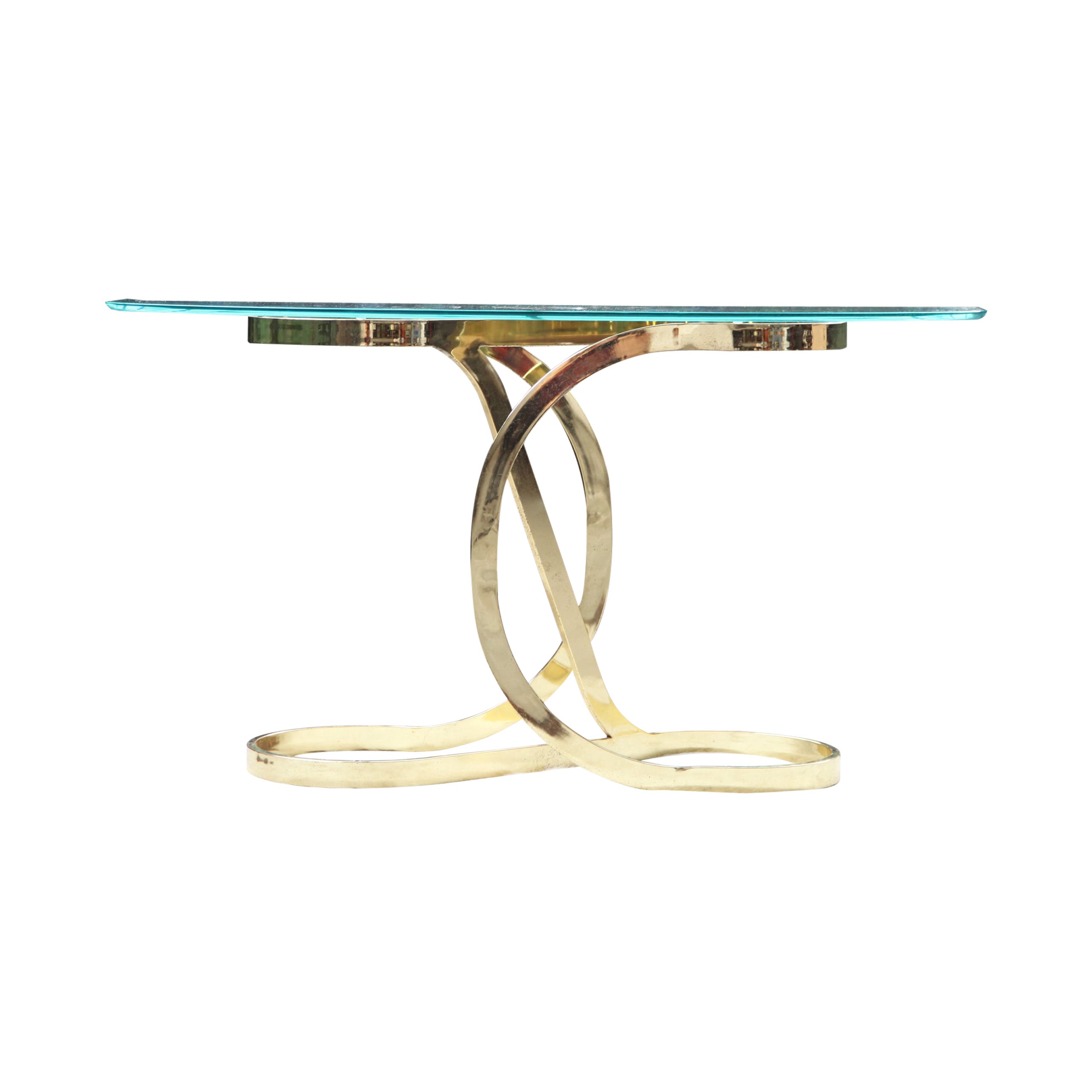 Midcentury DIA Design Institute America Brass Ribbon Curved Console Table Base