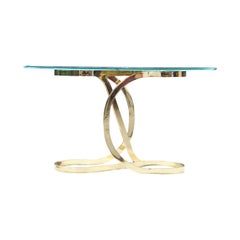 Midcentury DIA Design Institute America Brass Ribbon Curved Console Table Base