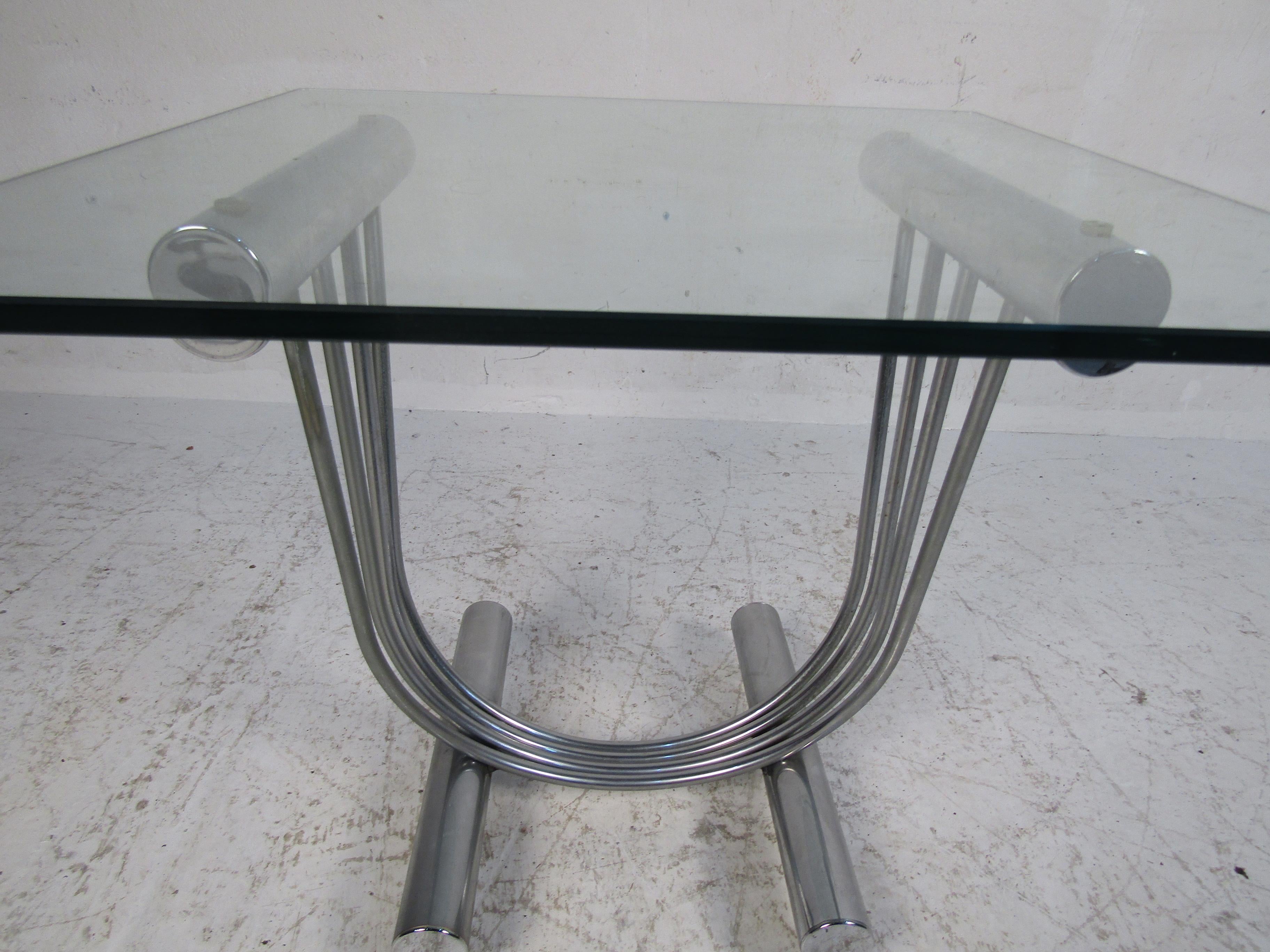 Late 20th Century Midcentury DIA Style Chrome and Glass Side Tables For Sale