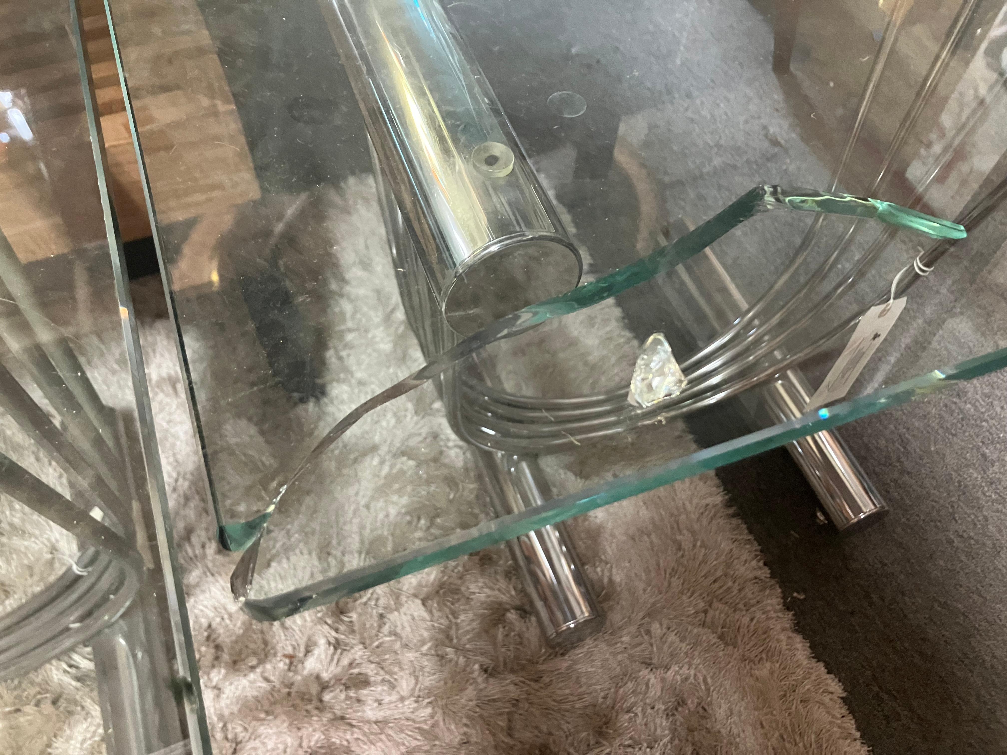 Midcentury DIA Style Chrome and Glass Side Tables For Sale 4