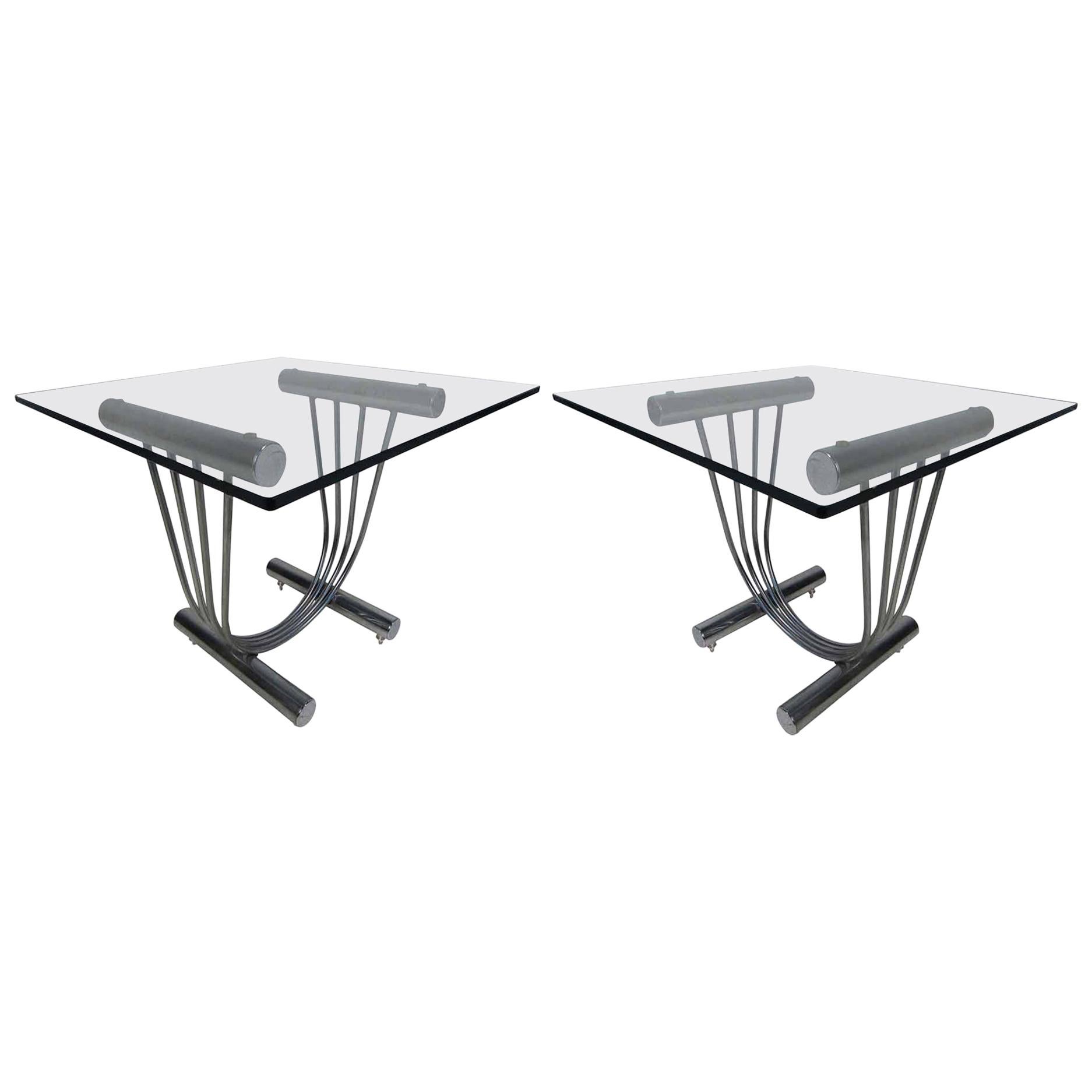 Midcentury DIA Style Chrome and Glass Side Tables