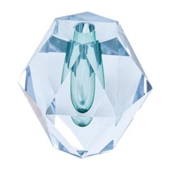 Midcentury Diamond Cut Glass Vase by Strömbergshyttan, Sweden