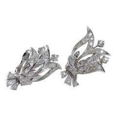 Midcentury Diamond Floral Earrings 1.80ct, 1940's