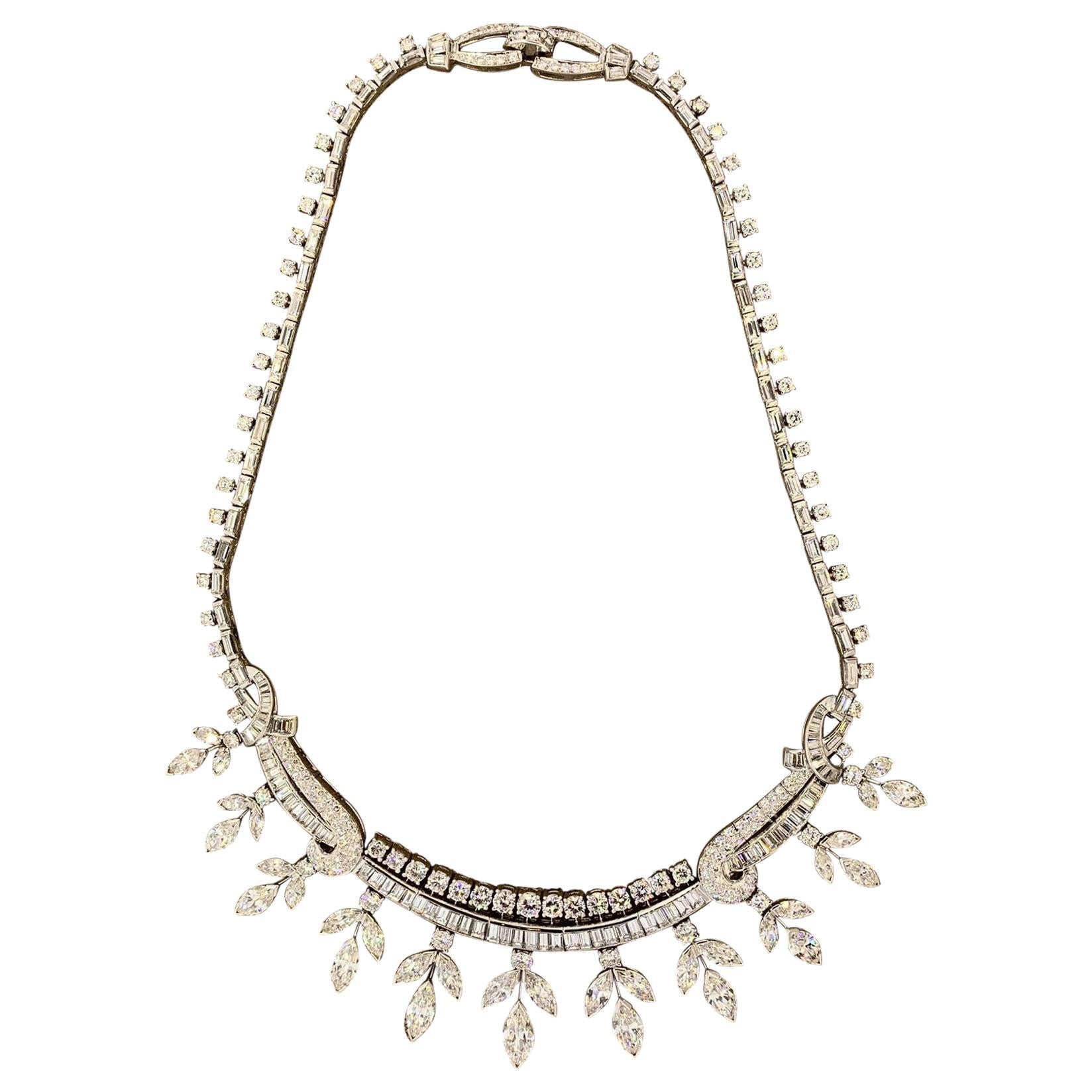 Midcentury Diamond Platinum Necklace