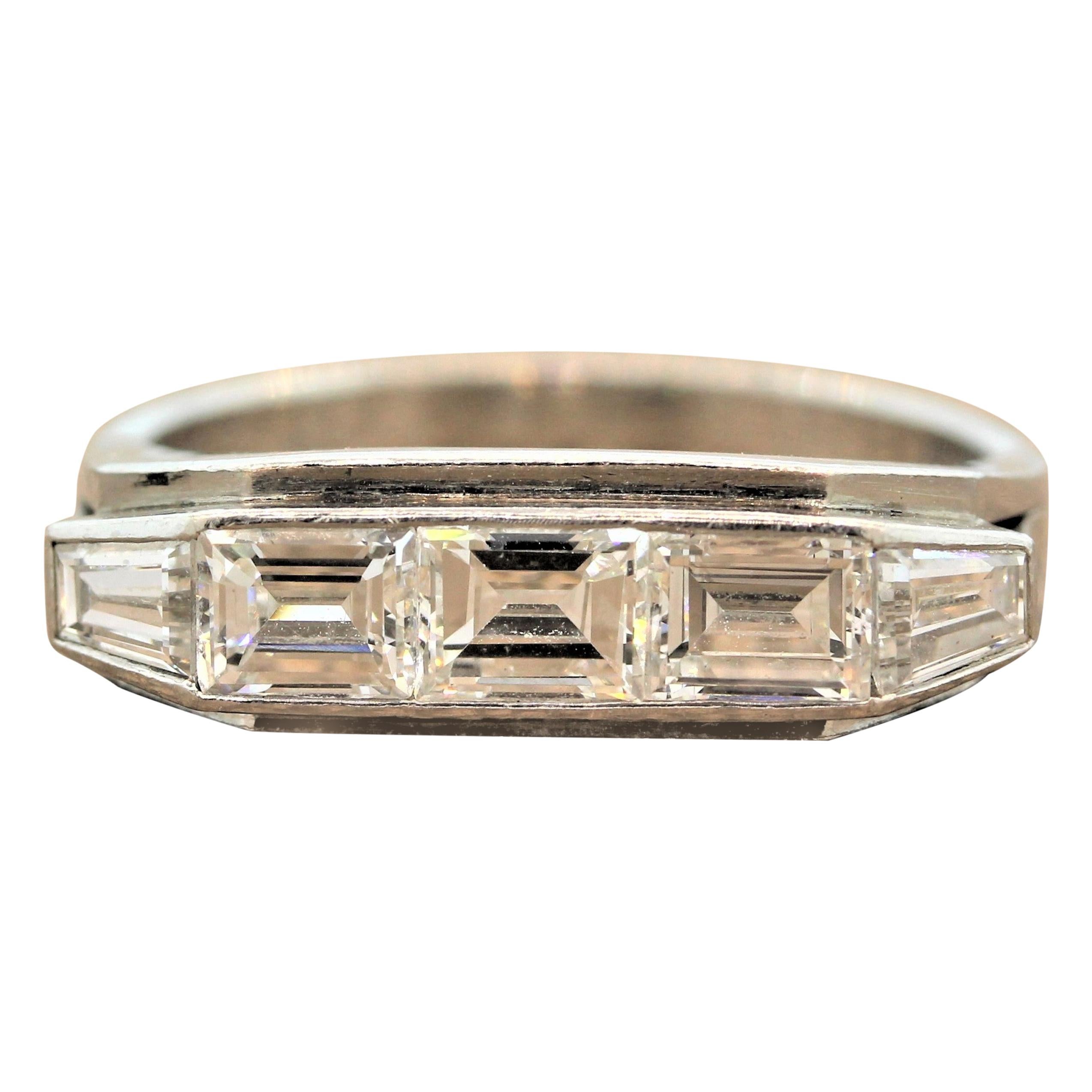 Midcentury Diamond Platinum Ring