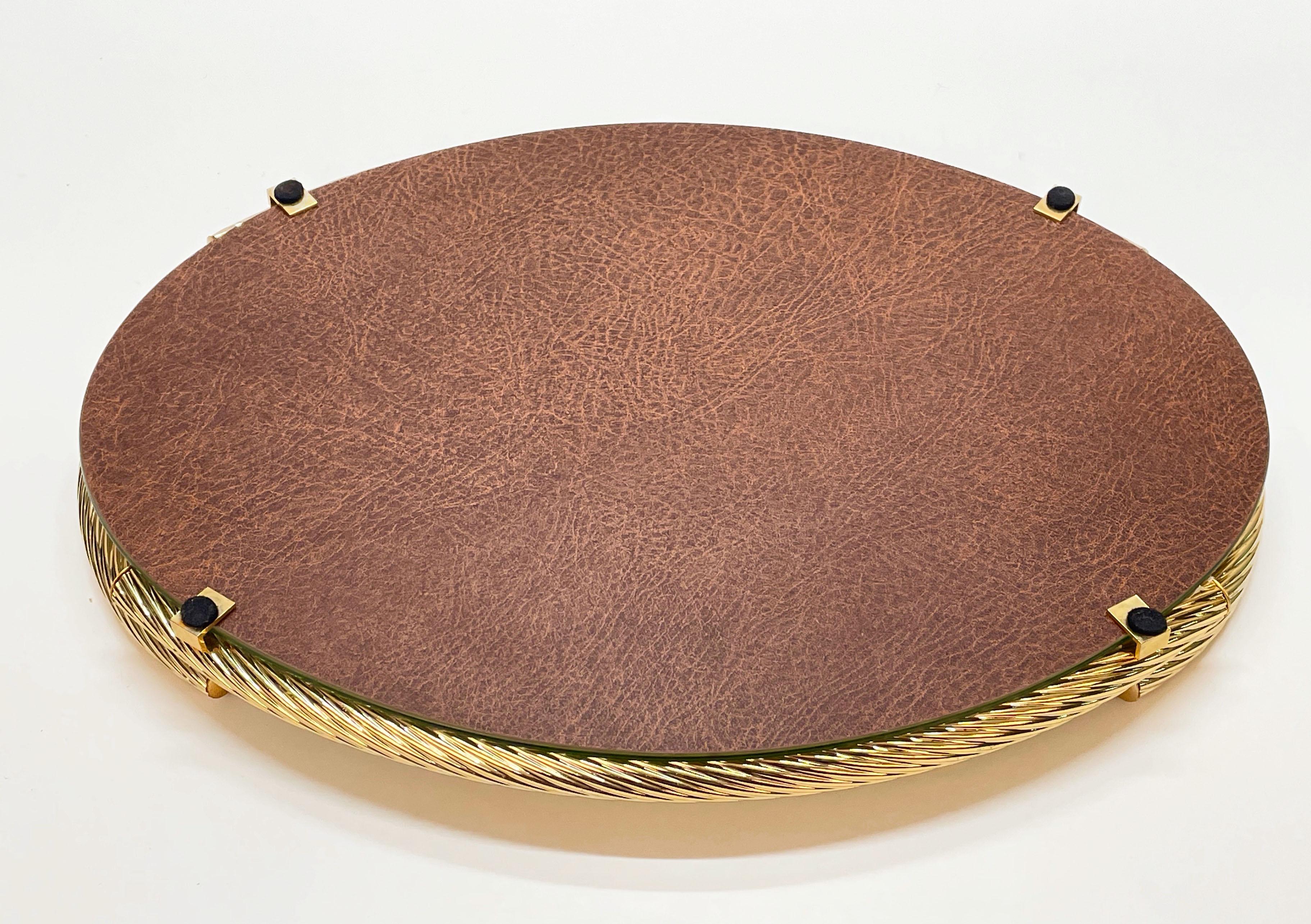 20th Century Midcentury Dimart 24-Karat Gold Plated and Brass Italian Tray with Mirror, 1980s